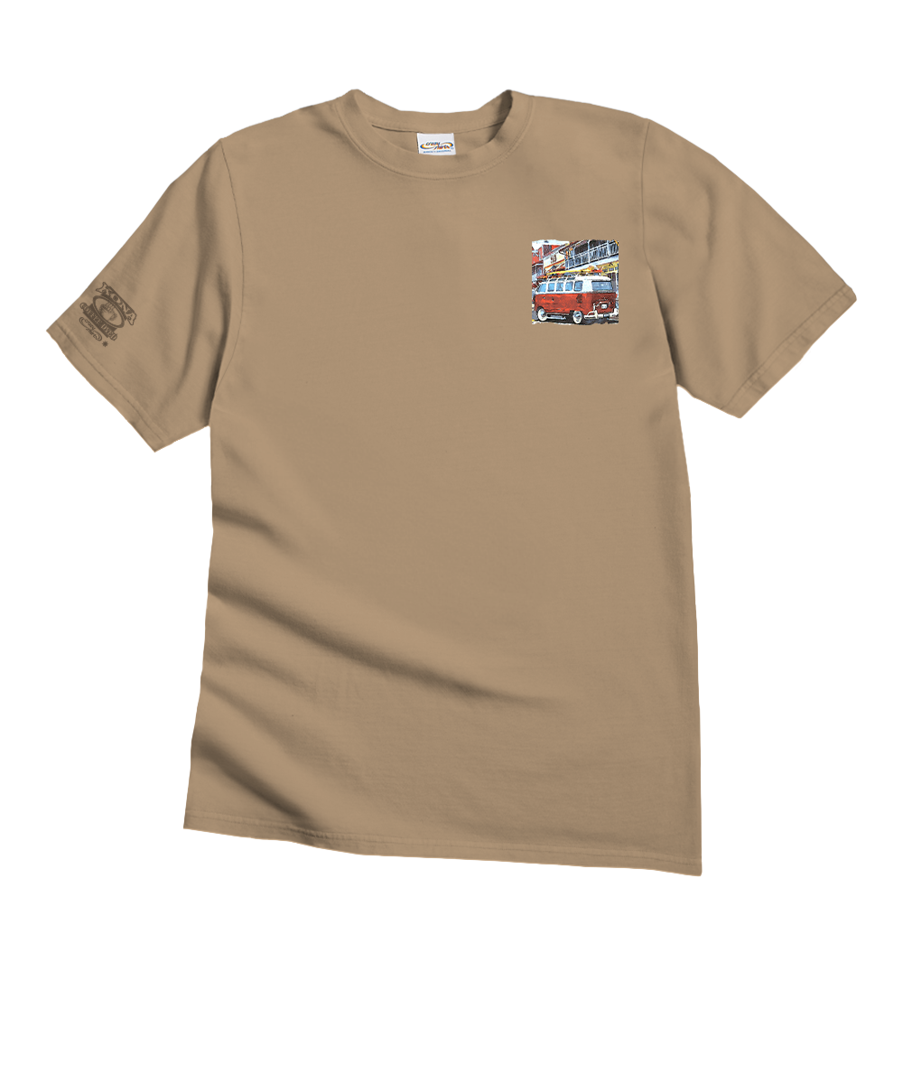 Beige t-shirt with a graphic on a white background View 4