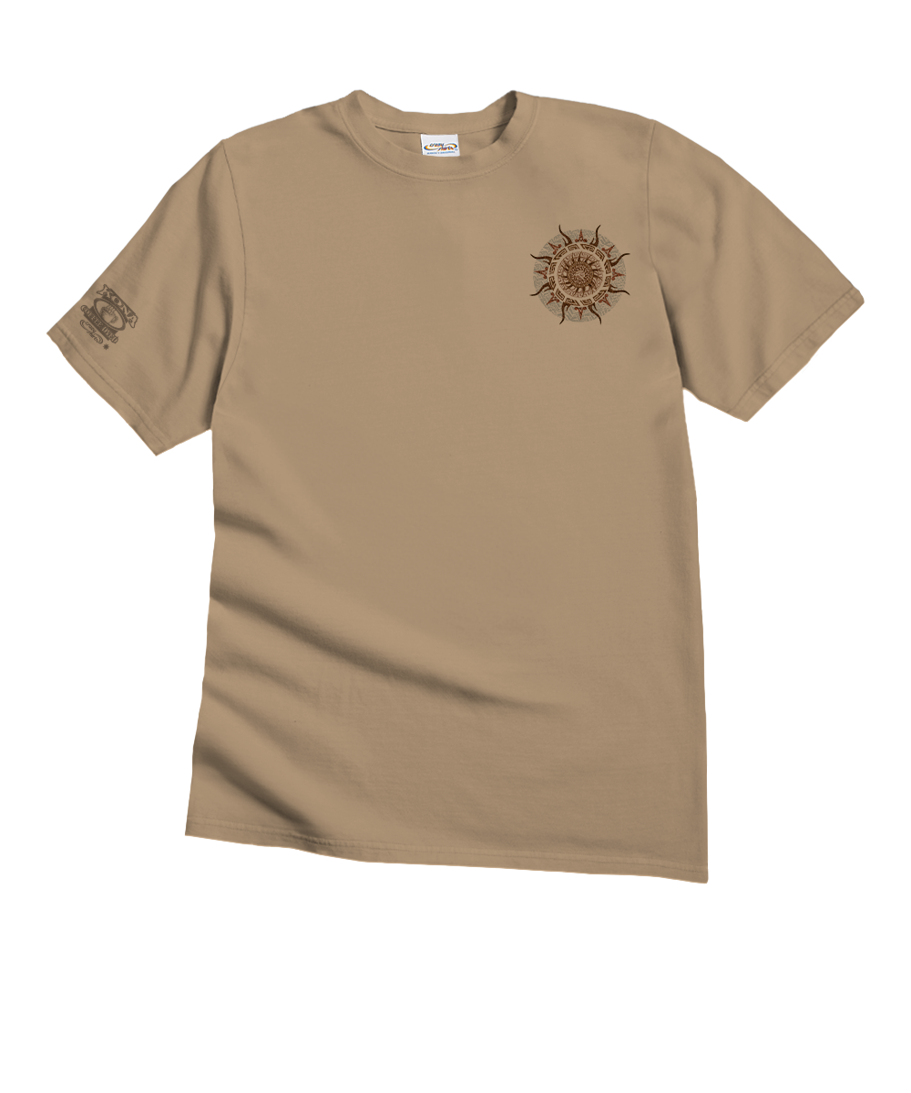 Tan t-shirt with sun design on white background View 4