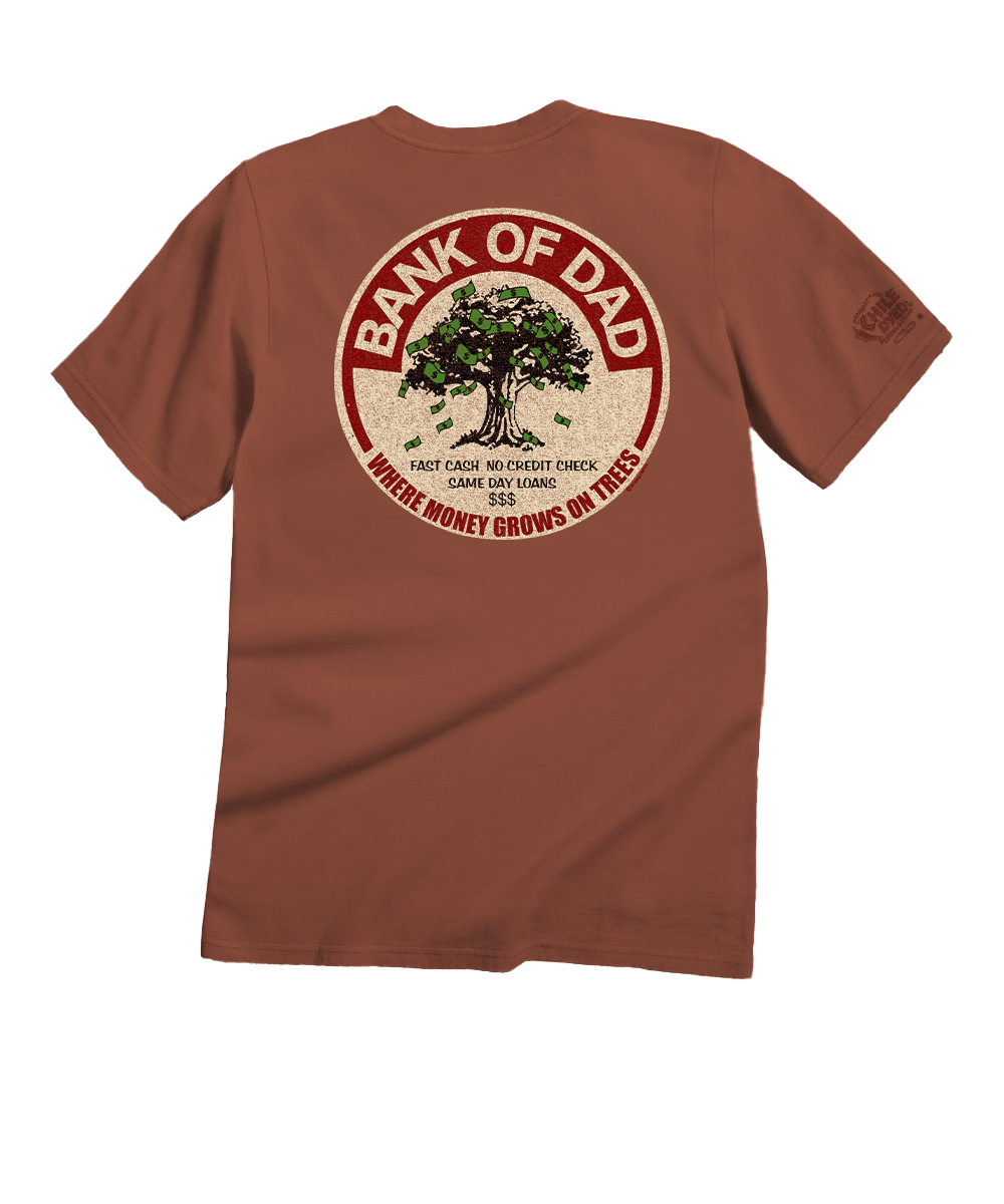 Bank Of Dad Trees - Chile Dyed Short Sleeve Crewneck T-Shirt