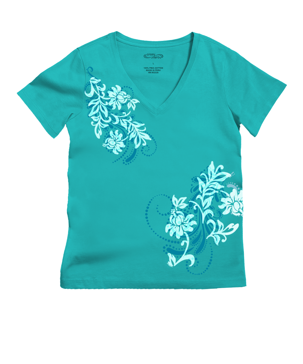 Leihua - Ocean Short Sleeve Pima V-Neck T-Shirt