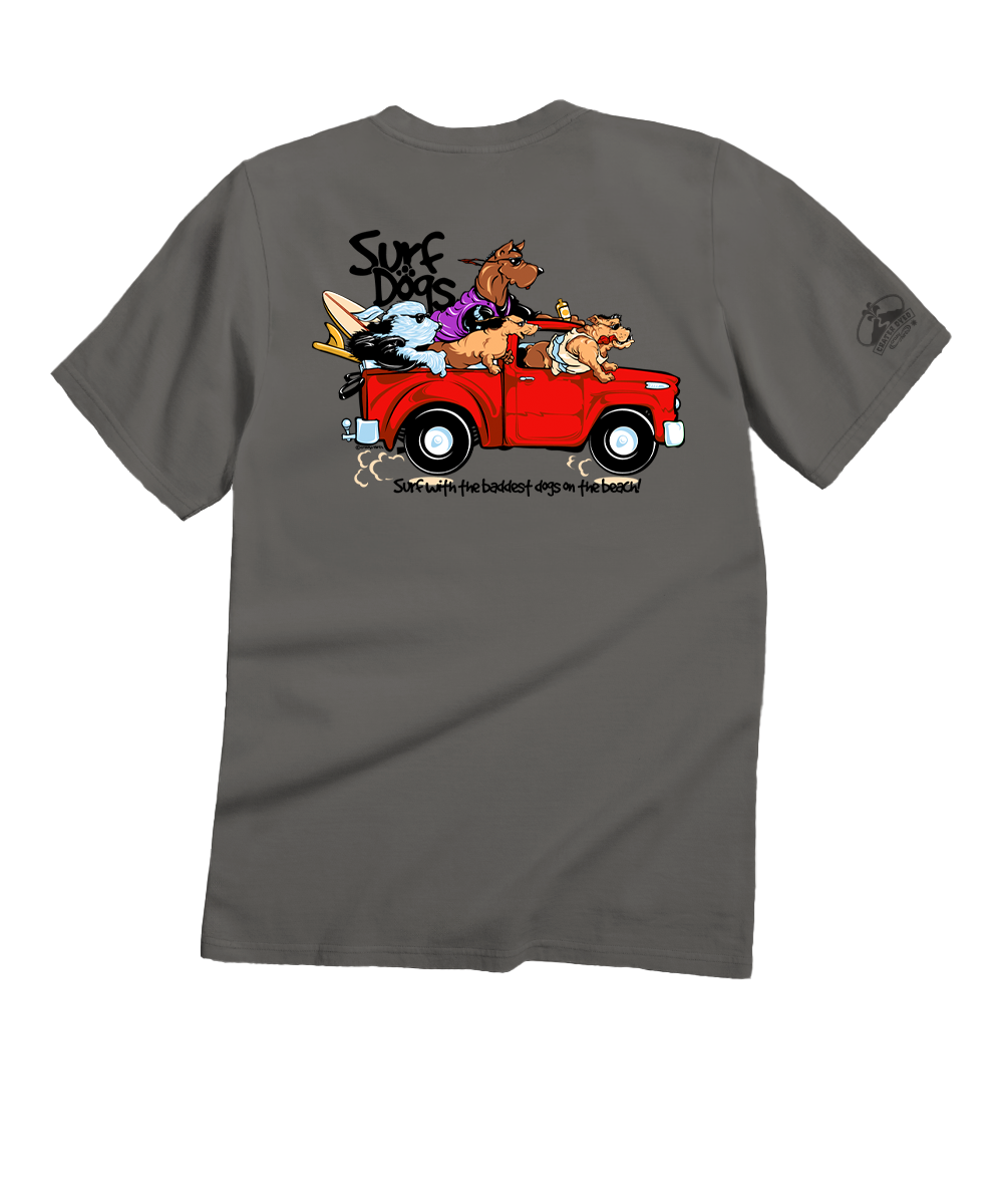 Bad Surf Dogs T-Shirt | Men's Grey Crater Dyed® Crewneck