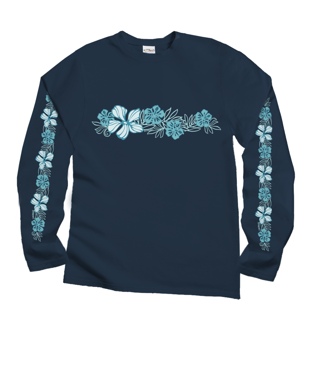 Pua Lani Chest Band T-Shirt | Women's Navy Blue Long Sleeve Pua Lani Chest Band T-Shirt | Women's Navy Blue Long Sleeve