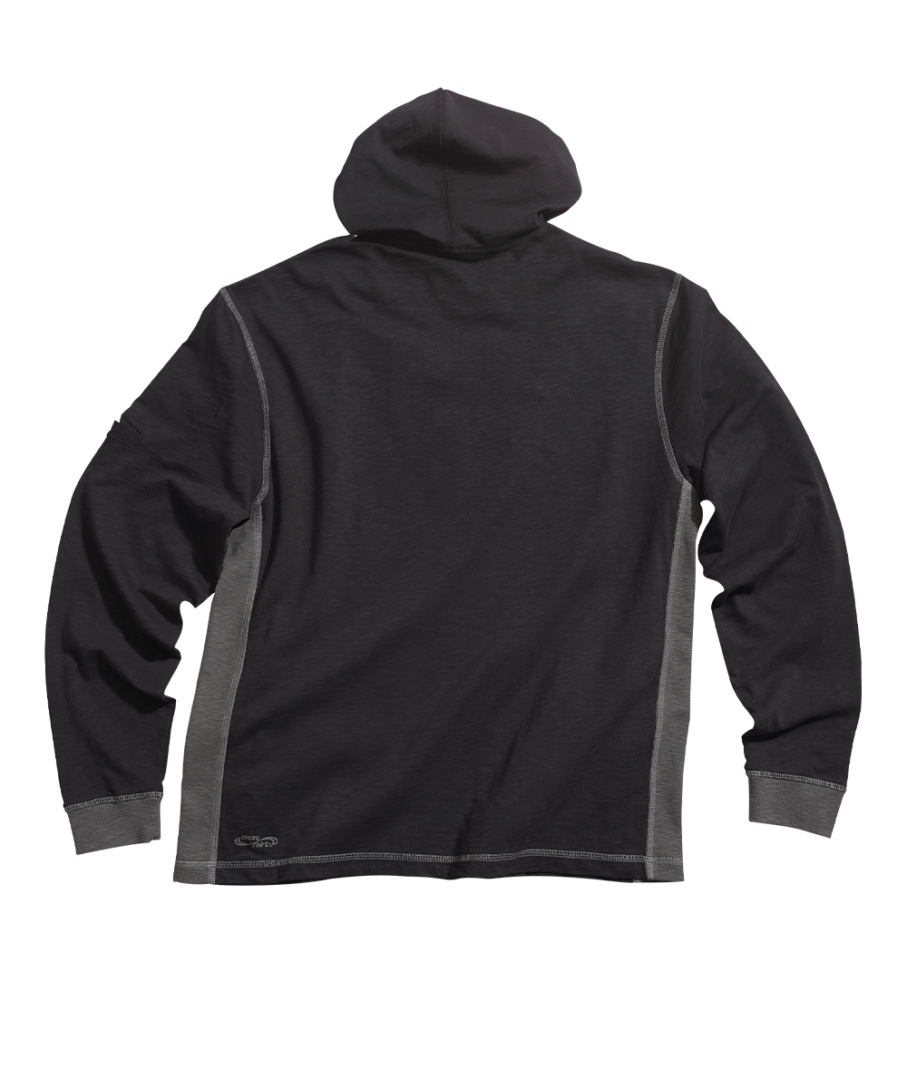 Flow Of Mana - Black/Charcoal Long Sleeve Longboard Hooded Tee