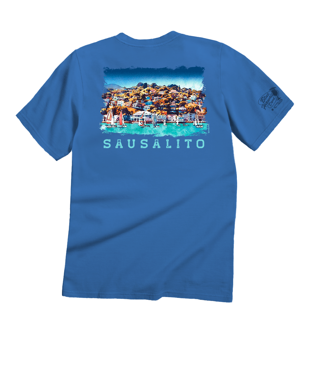 Sailing Sausalito - Blue Hawaii Dyed Short Sleeve Crewneck T-Shirt Sailing Sausalito - Blue Hawaii Dyed Short Sleeve Crewneck T-Shirt