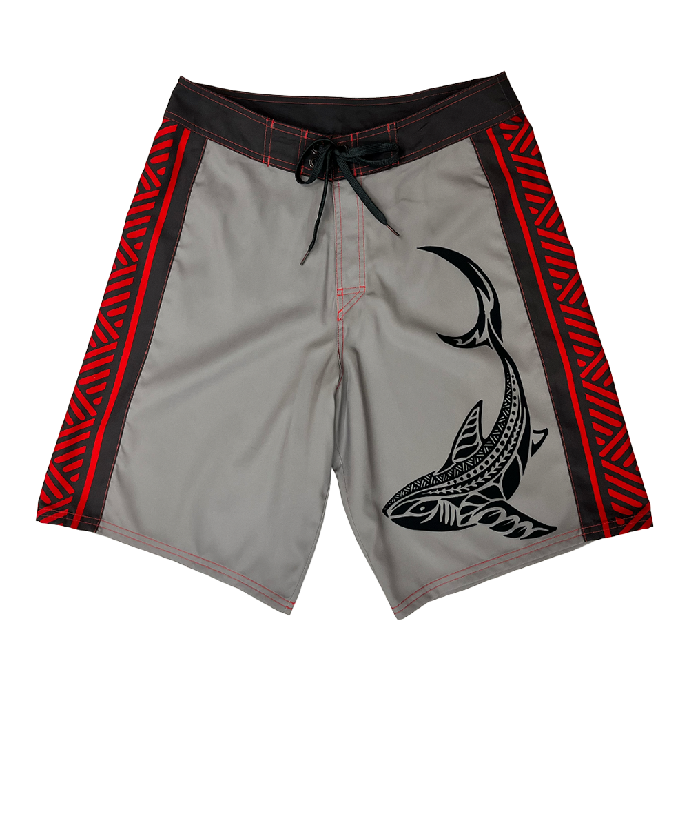 Mano Dive Tribal - Gray/Red Eco HydroPrint Board Shorts