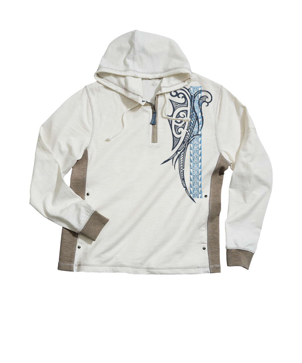 Alii Guard - Natural/Gray Long Sleeve Longboard Hooded Tee