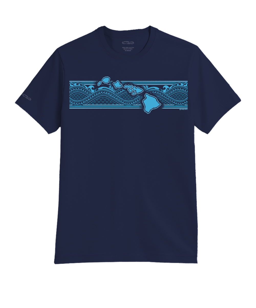 Tribal Islands Band T-Shirt | Men's Indigo Pima Crewneck
