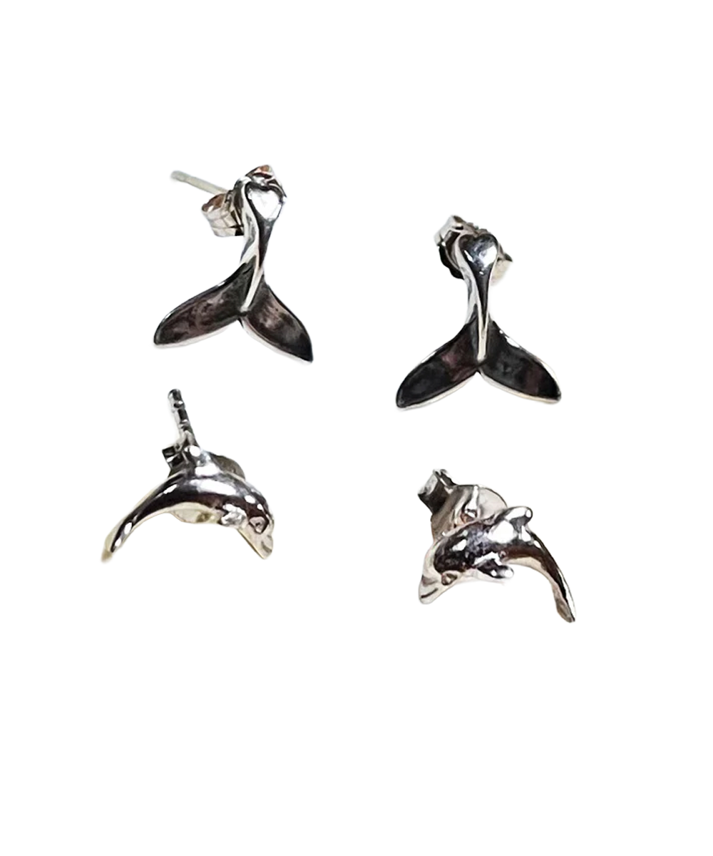 Wyland® Whale Tail/Dolphin Earring Set