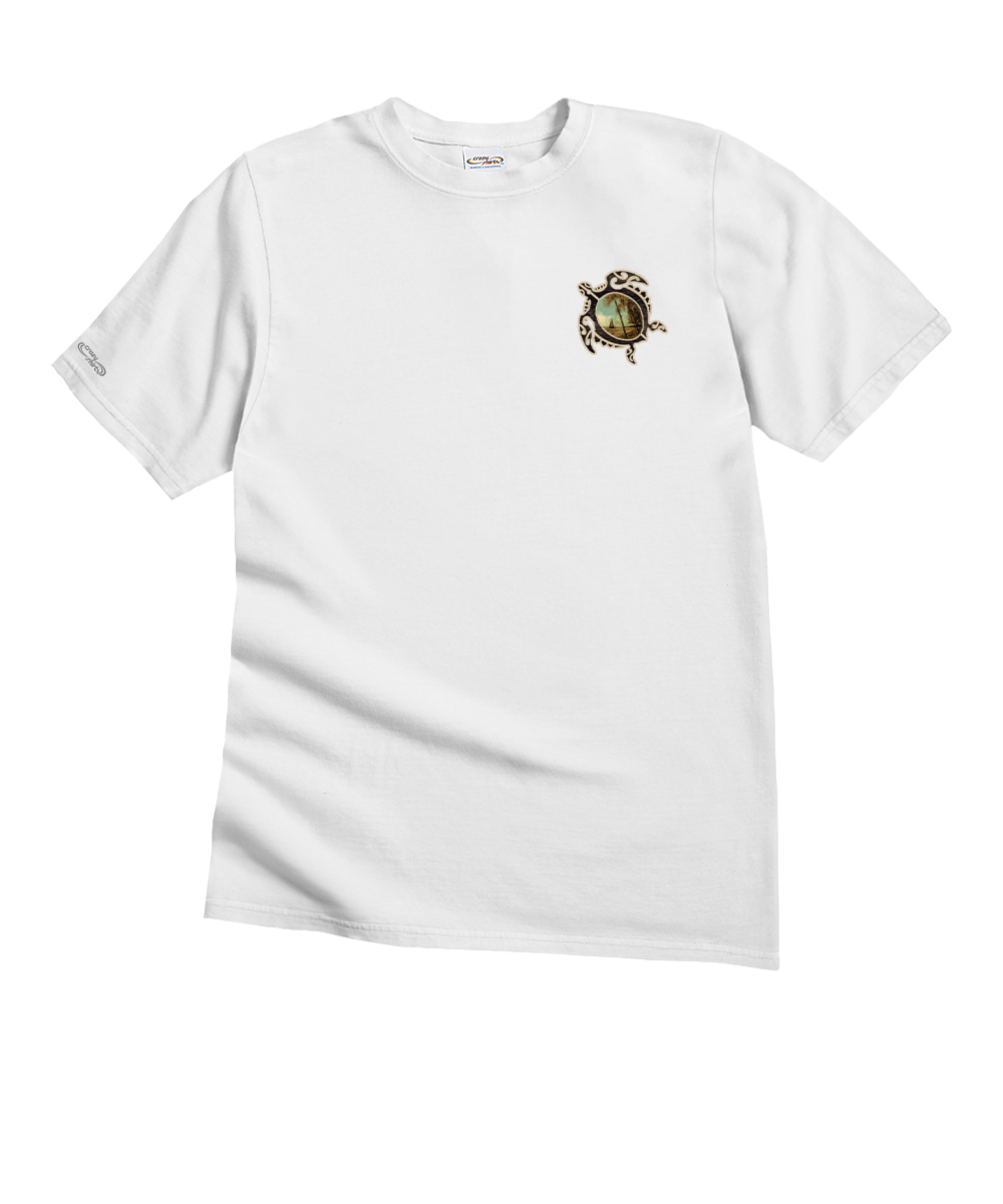Tribal Island Honu - White Short Sleeve Crewneck T-Shirt