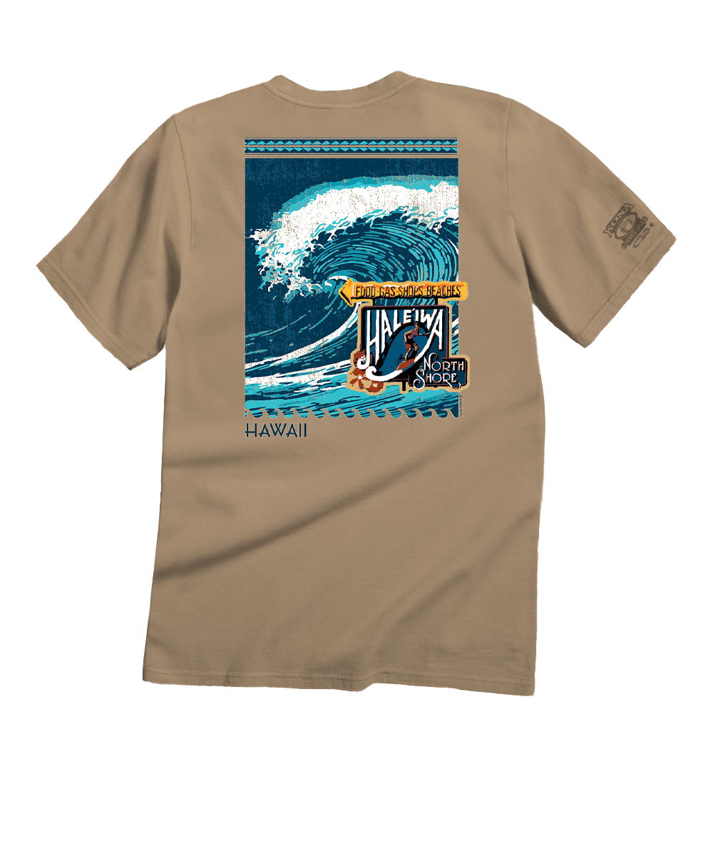 Haleiwa Sign North Shore T-Shirt | Men's Kona Coffee Dyed Tee Haleiwa Sign North Shore T-Shirt | Men's Kona Coffee Dyed Tee