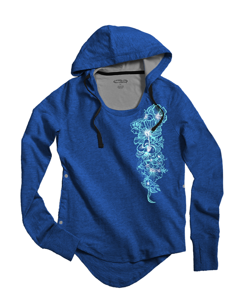 Romantic Floral - Midnight Long Sleeve Harmony Hooded T