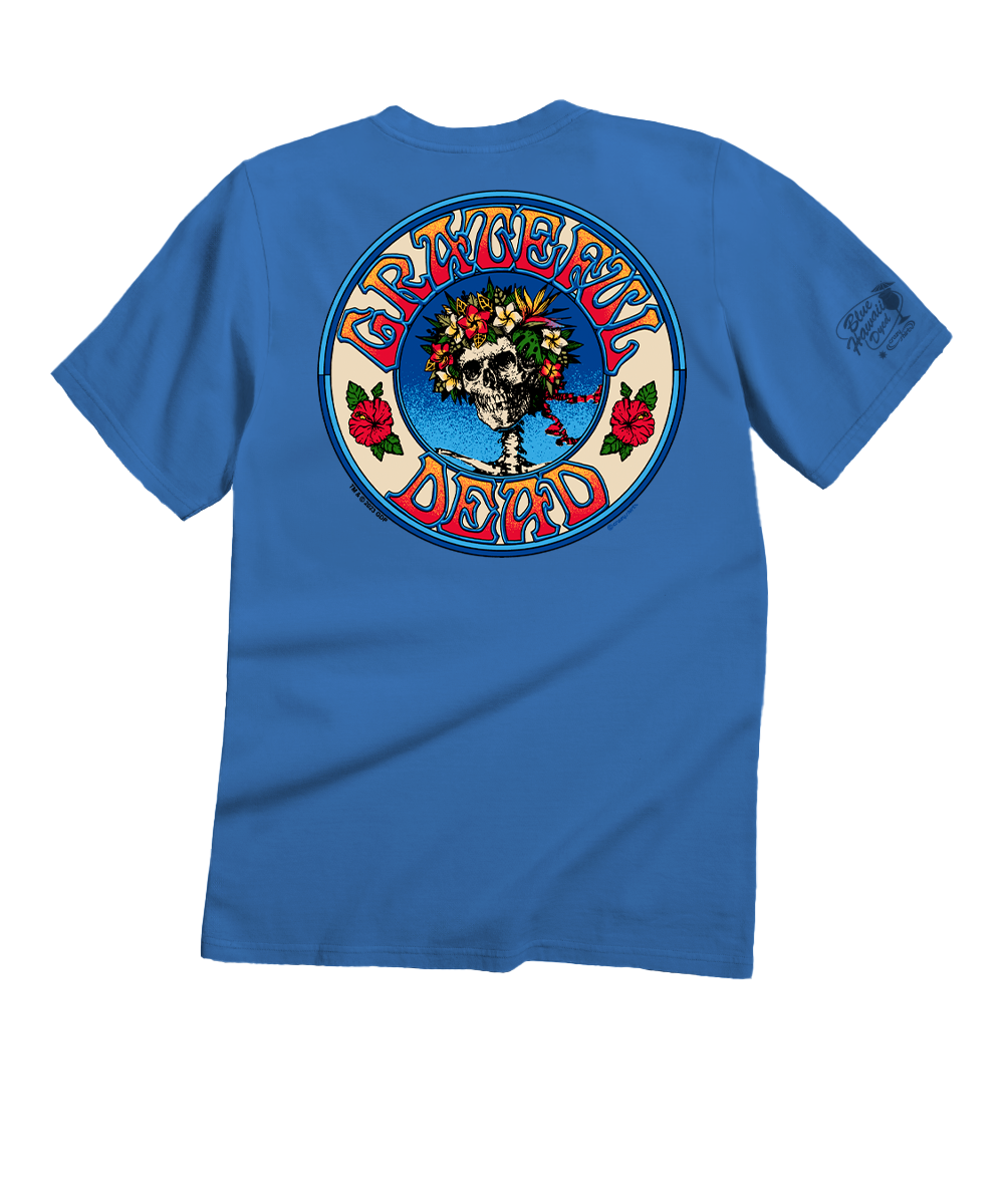 Grateful Dead Hawaiian Bertha - Blue Hawaii Dyed Short Sleeve Crewneck T-Shirt