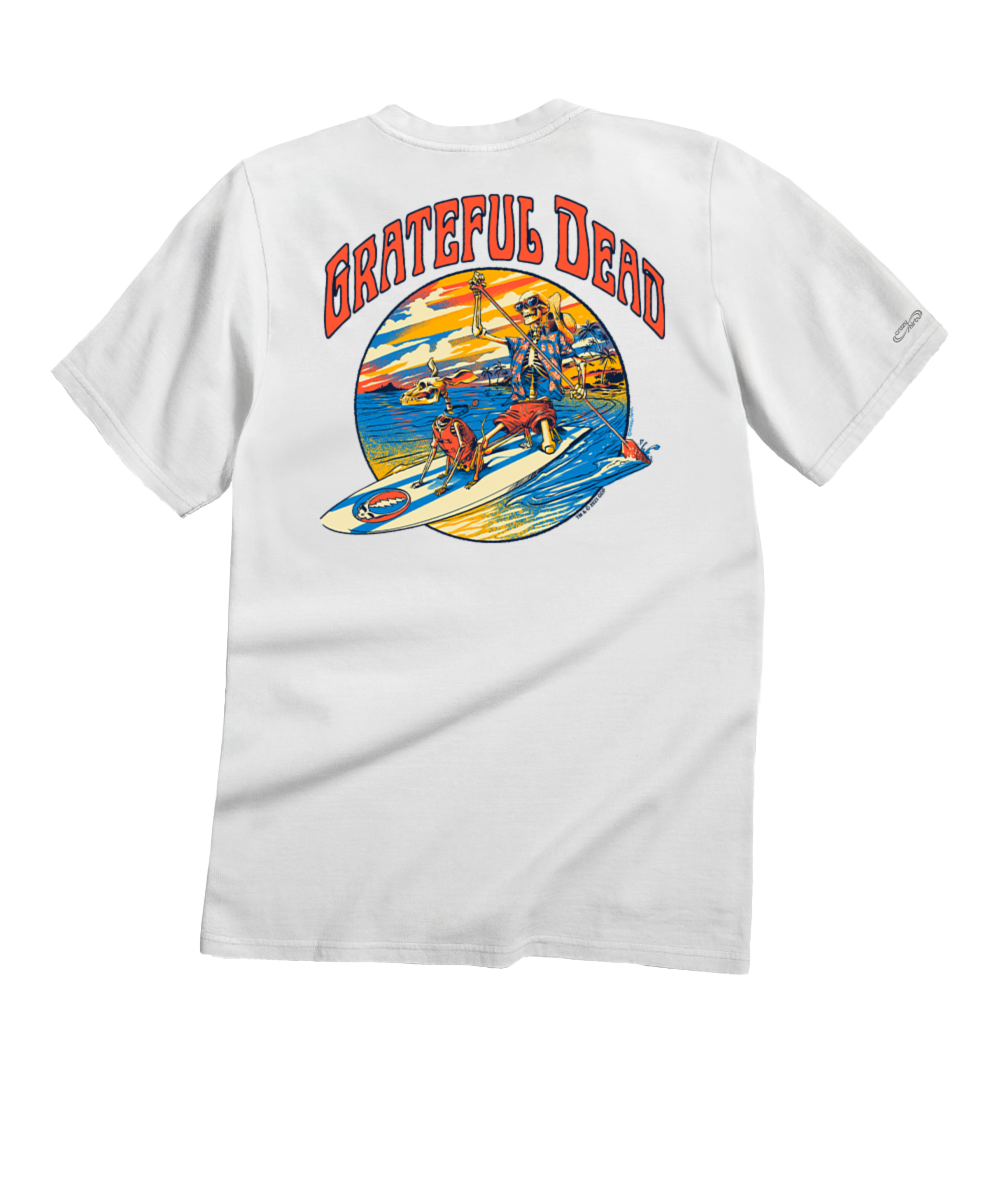 Grateful Dead Along For The Trip - White Short Sleeve Crewneck T-Shirt