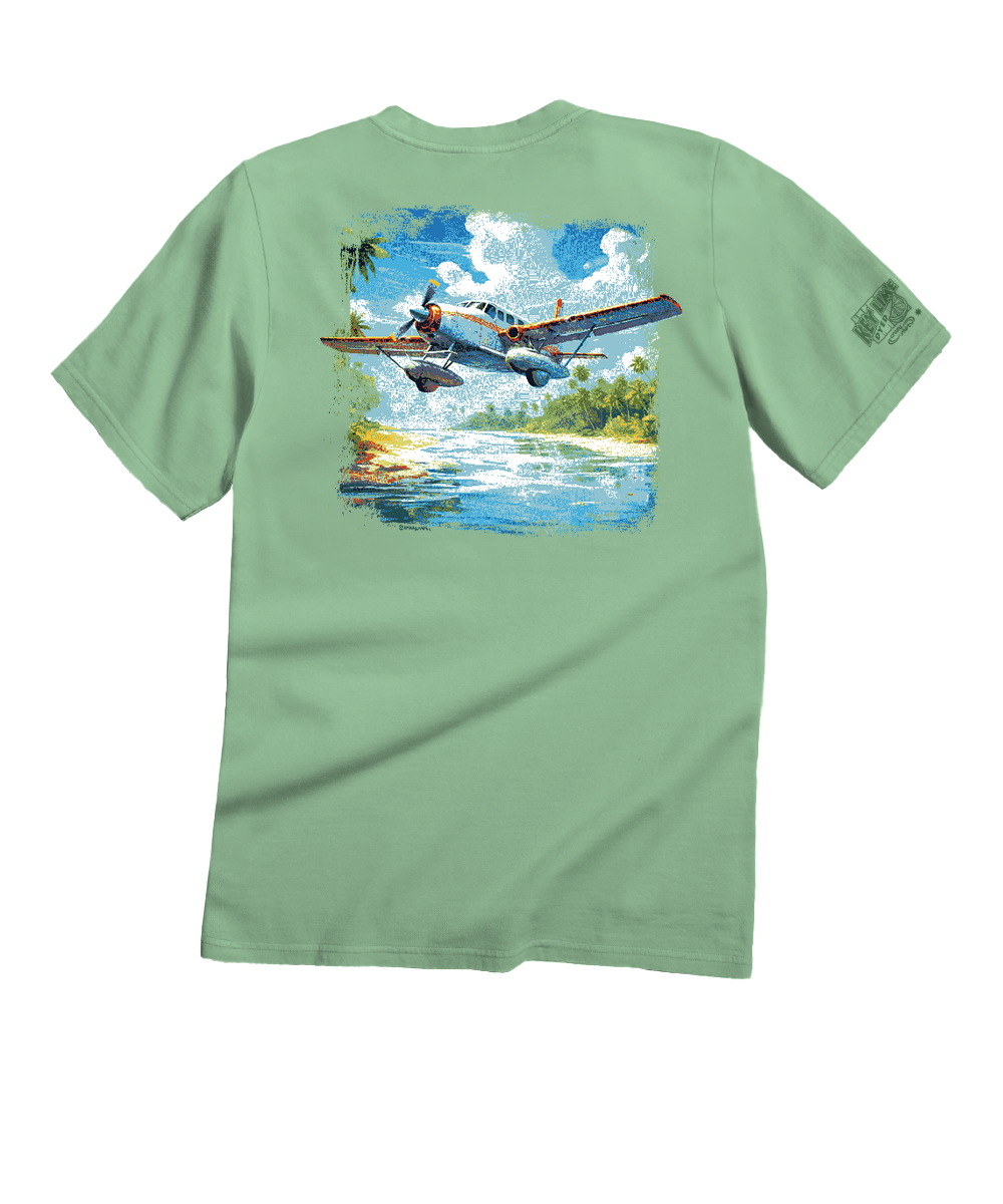 Tropical Seaplane T-Shirt | Men's Key Lime Dyed Crewneck Tropical Seaplane T-Shirt | Men's Key Lime Dyed Crewneck