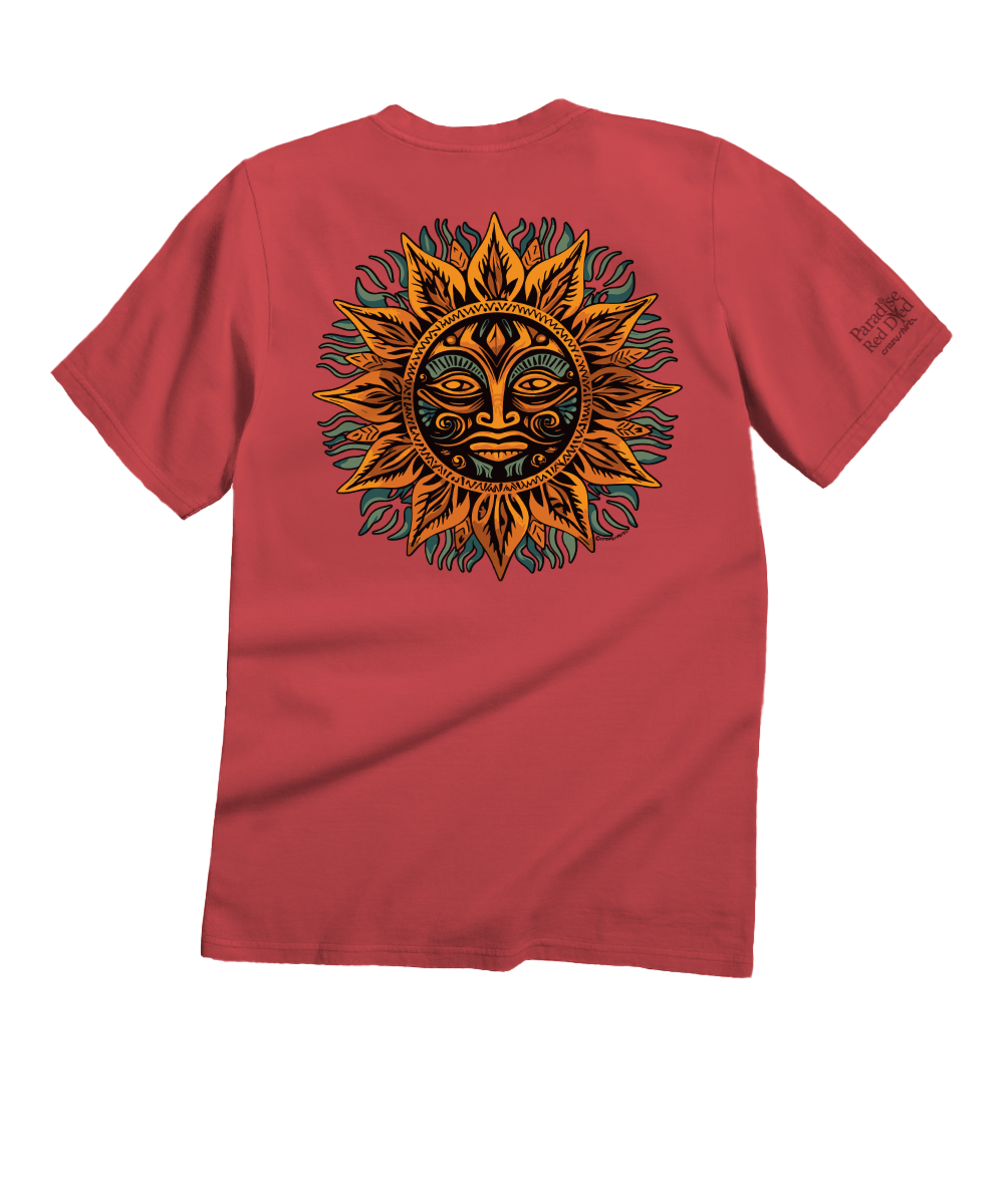 Radiating Sun T-Shirt | Men's Paradise Red Dyed Crewneck