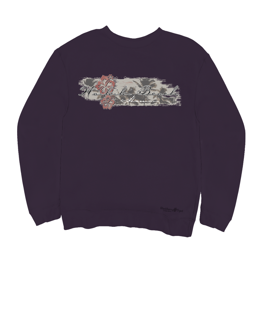 Hibiscus Surf - Blackberry Dyed Long Sleeve Sweatshirt