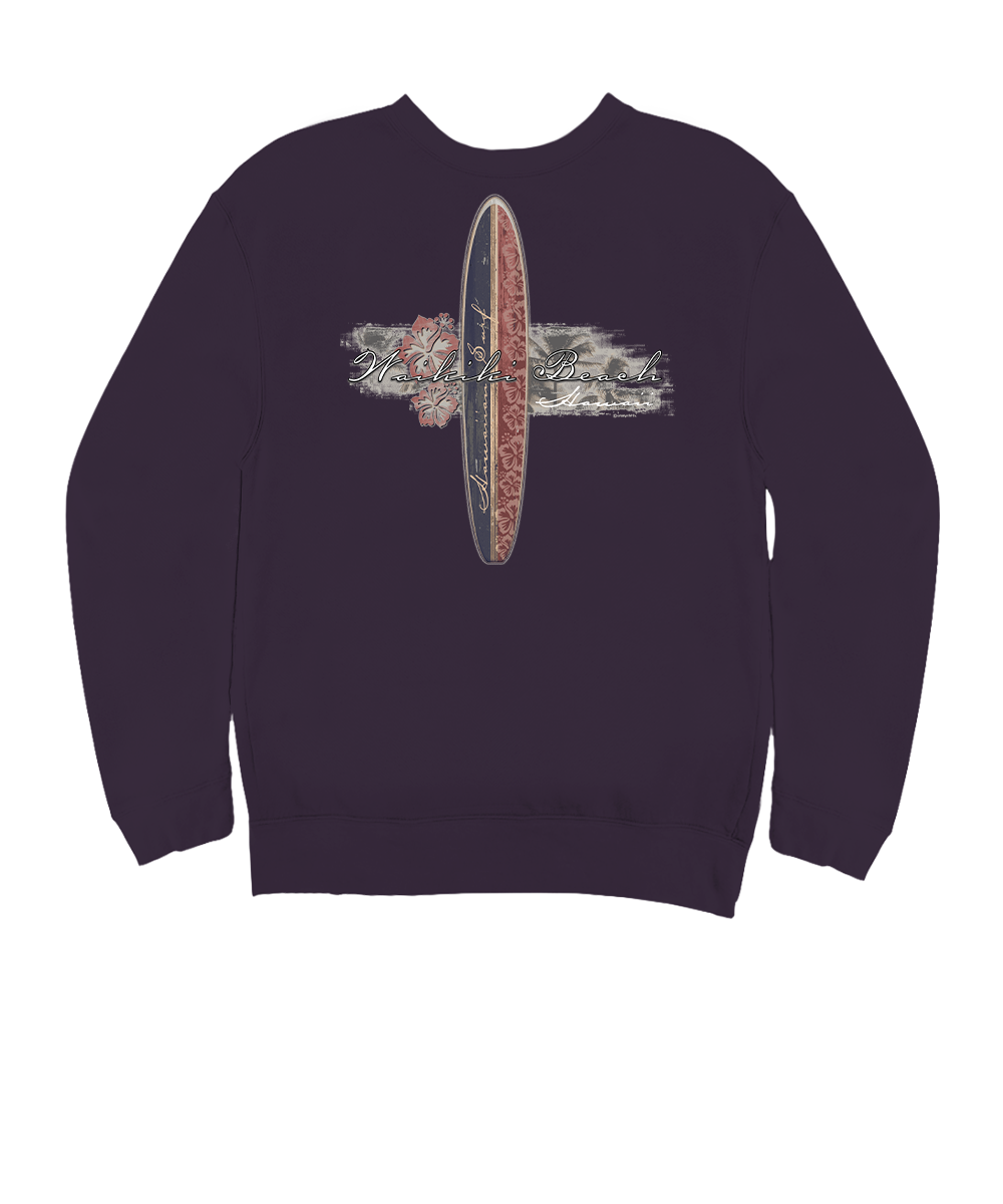 Hibiscus Surf - Blackberry Dyed Long Sleeve Sweatshirt