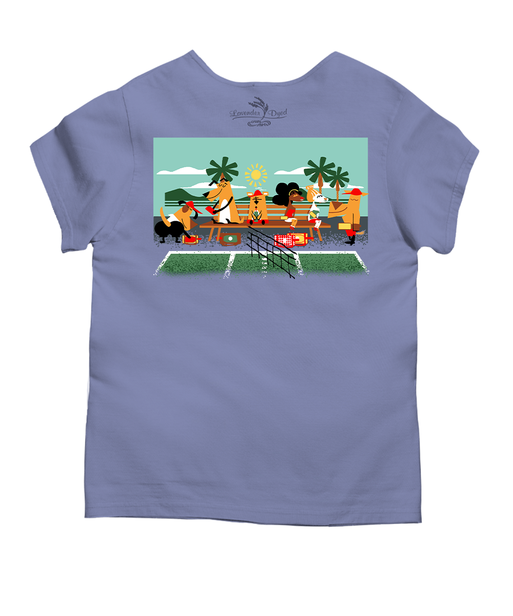 Hawaiian Humane Society Adopt A Dog Pickleball - Lavender Dyed Short Sleeve Scoop Neck T-Shirt