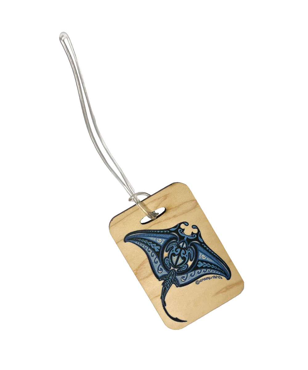 Ehukai Manta - Wooden Bag Tag