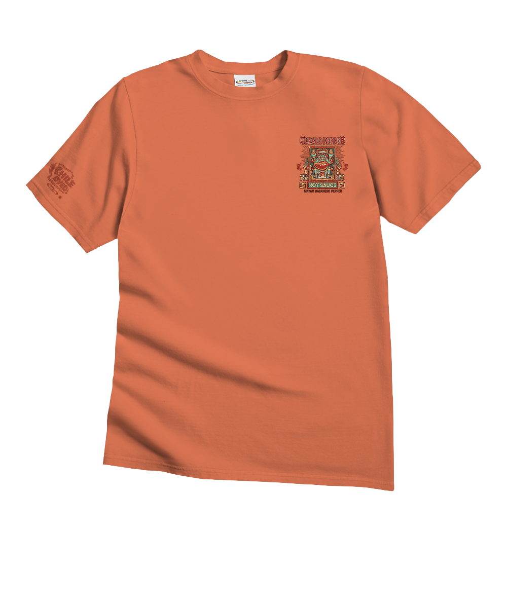 Brown t-shirt with a graphic on a white background View 4