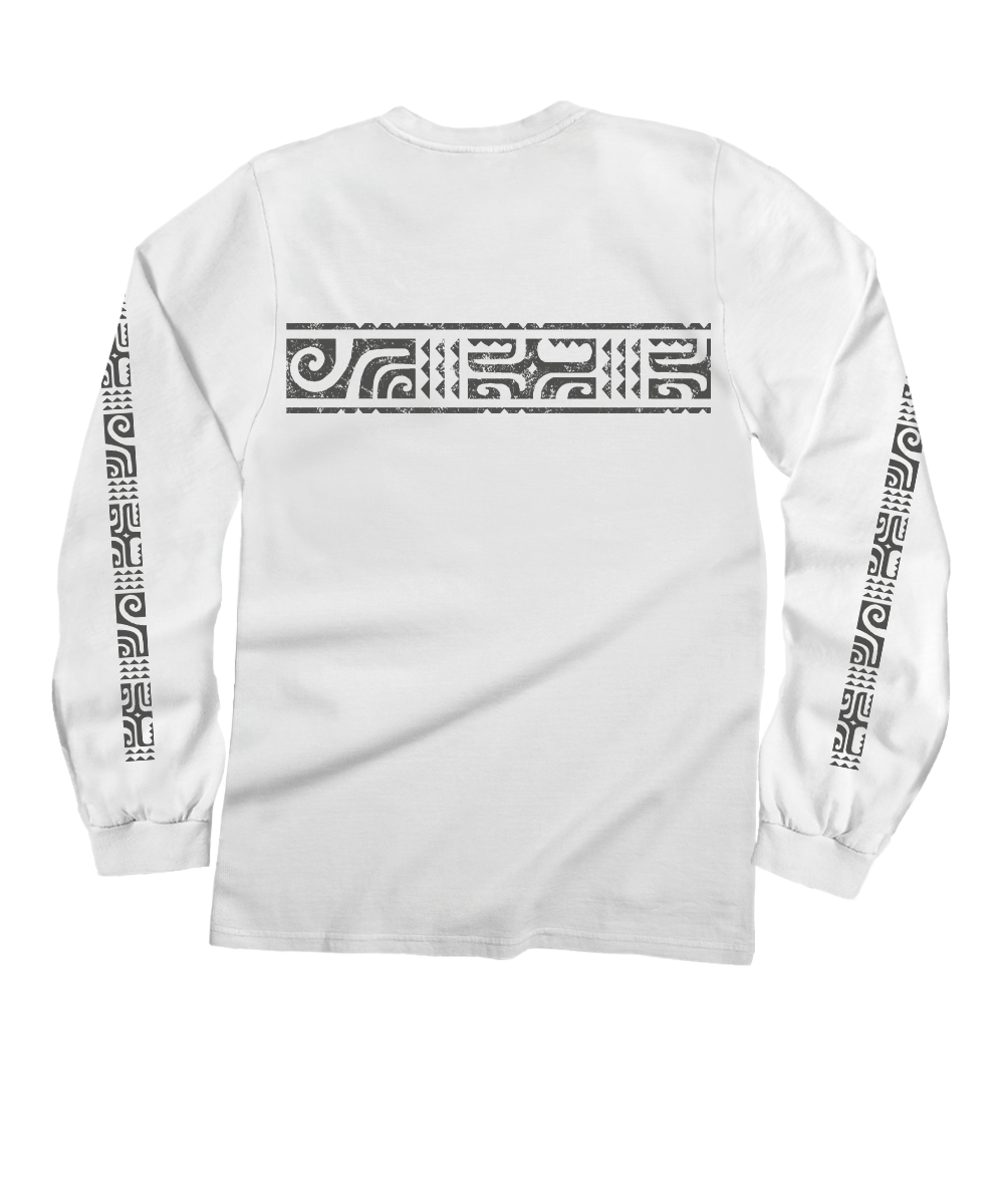 Island Surf - White Long Sleeve Crewneck T-Shirt