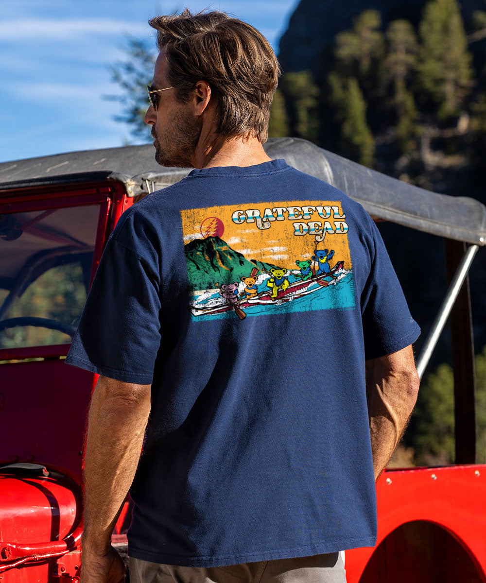 Grateful Dead Canoe Bears - Navy Short Sleeve Crewneck T-Shirt