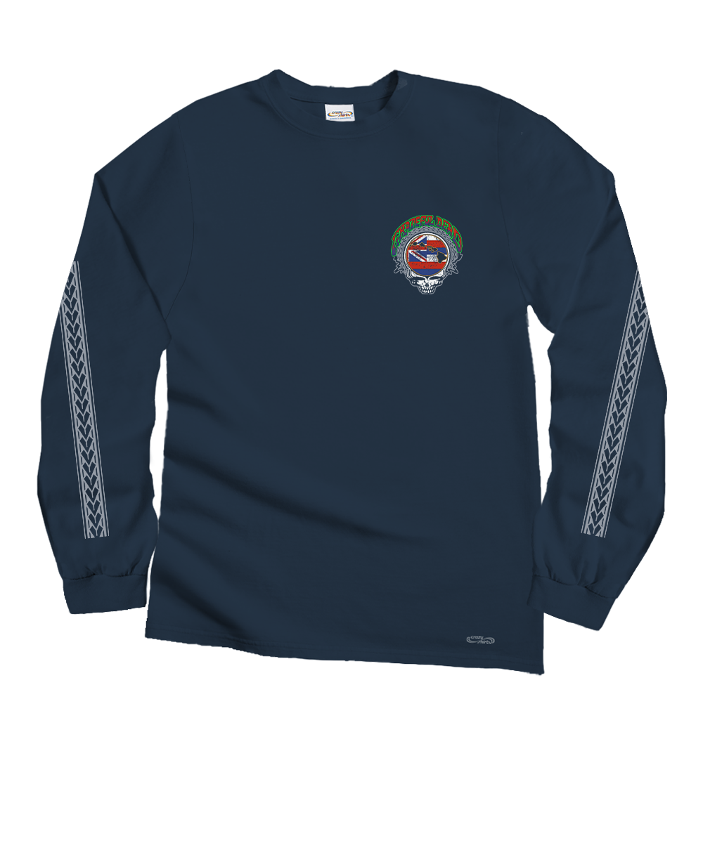 Grateful Dead Hawaiian Flag - Navy Long Sleeve Crewneck T-Shirt