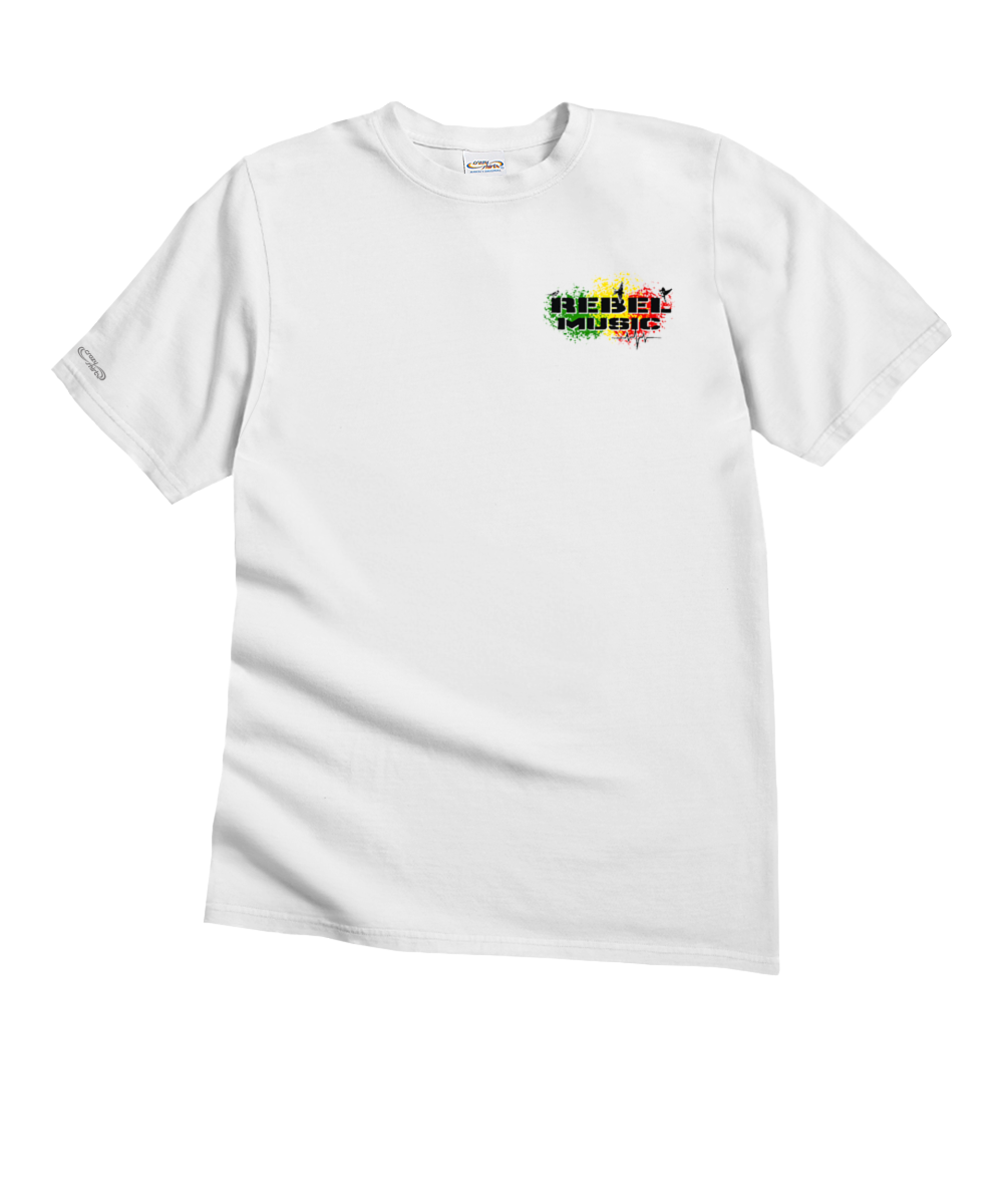 Bob Marley Rebel Music - White Short Sleeve Crewneck T-Shirt