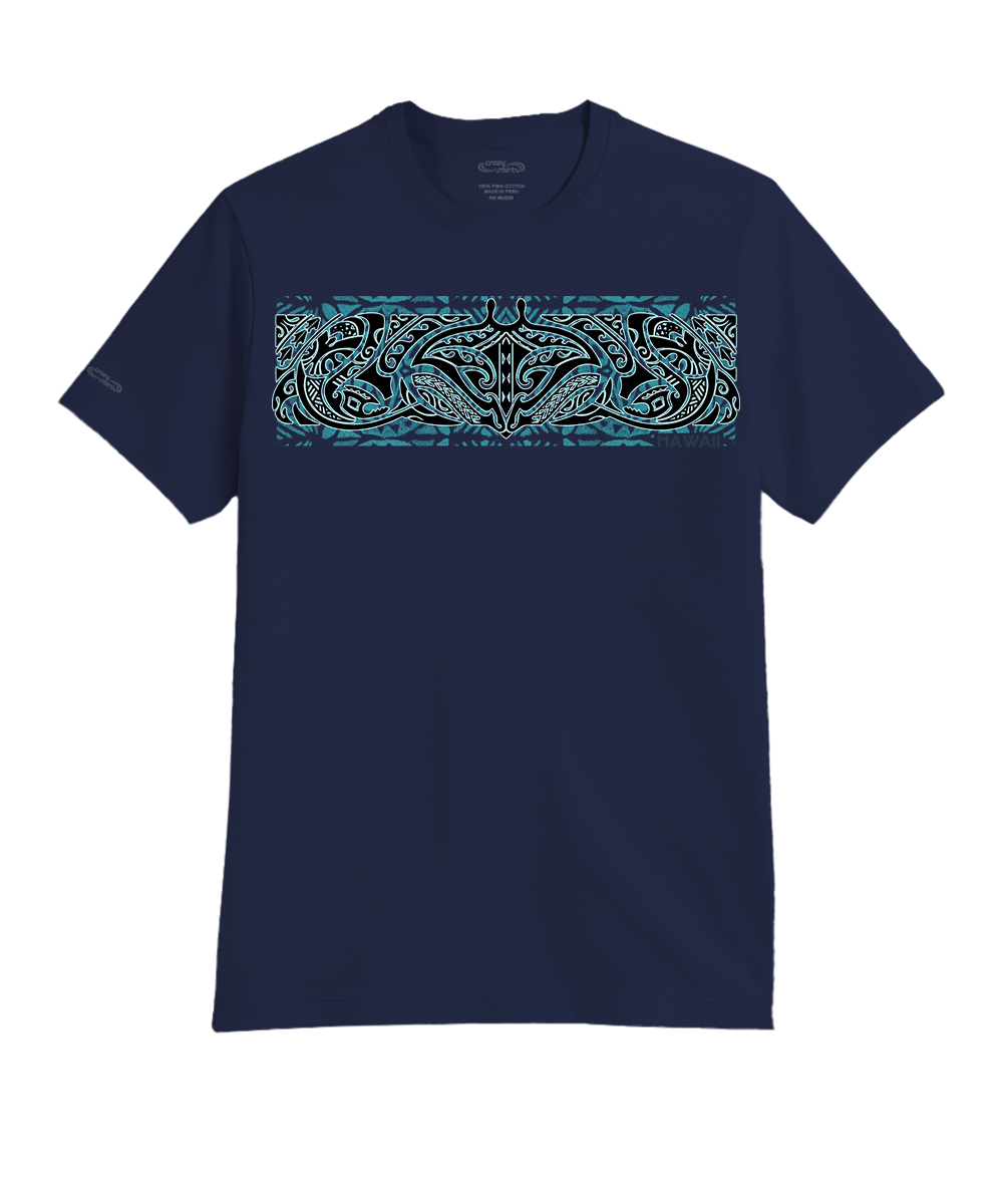 Tribal Sea Life T-Shirt | Men's Indigo Pima Cotton Crewneck