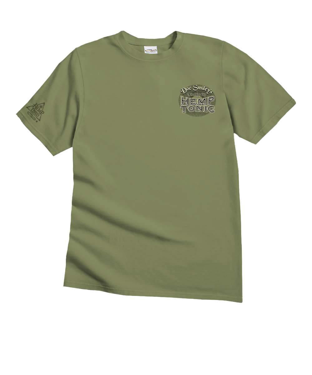 Green t-shirt with logo on a white background View 4