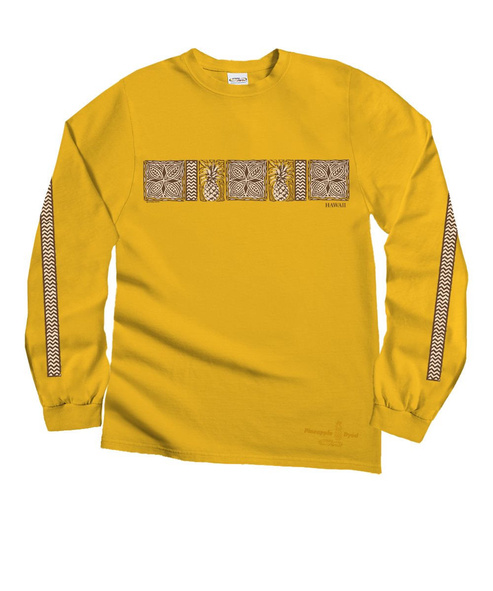 トップス philme embroidery long sleeve T yellow Tapa Pineapple Band T-Shirt | Men's Pineapple Dyed Yellow Long