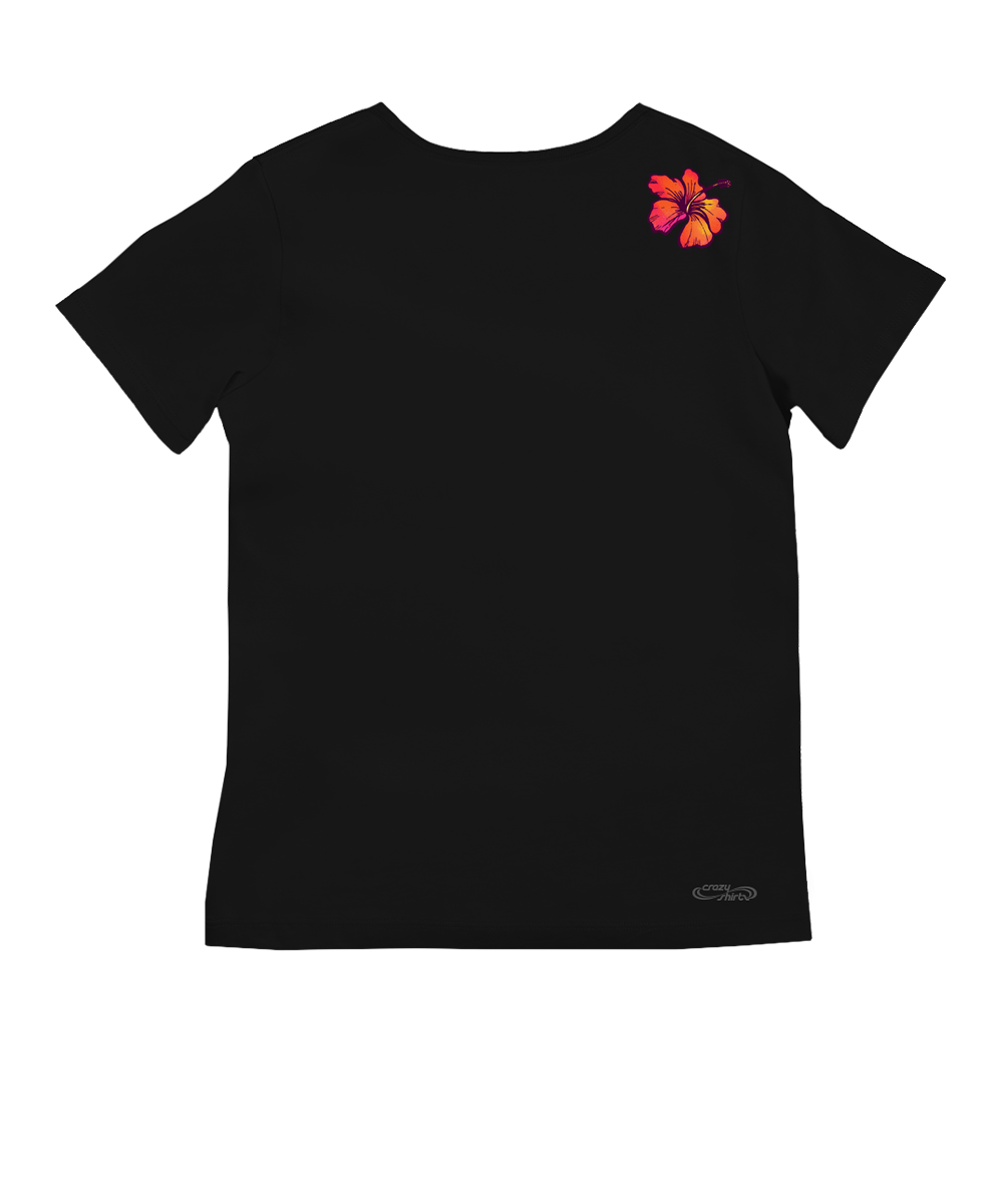 black t shirt with flower on the back View 4