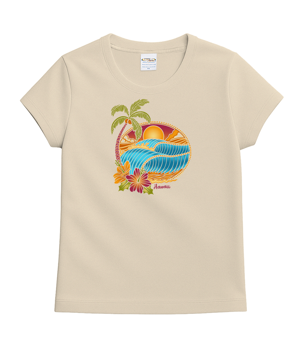short sleeve coconut palm tshirt womens Women's White Short Sleeve T-Shirts Tropical Paradise
