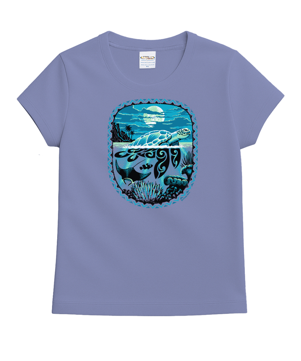 Honu Moon T-Shirt | Women's Lavender Dyed Crewneck