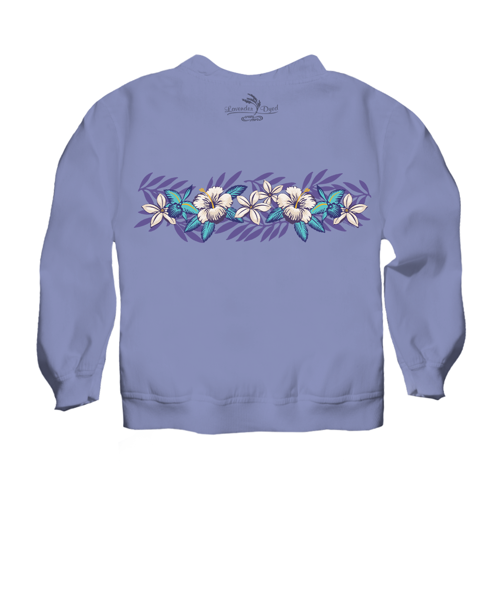 Tropical Florals - Lavender Dyed Long Sleeve Lightweight Pullover
