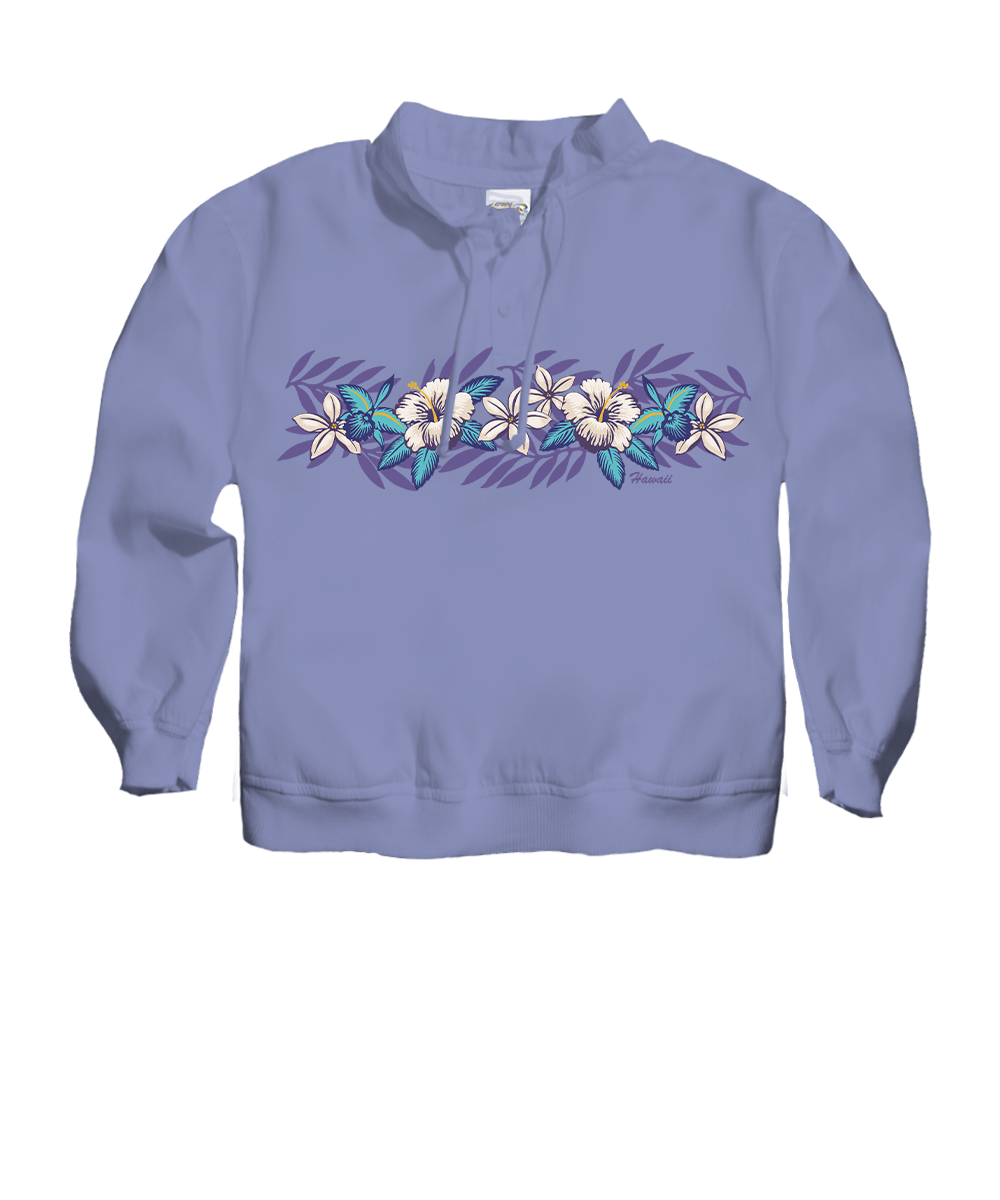 Tropical Florals - Lavender Dyed Long Sleeve Lightweight Pullover