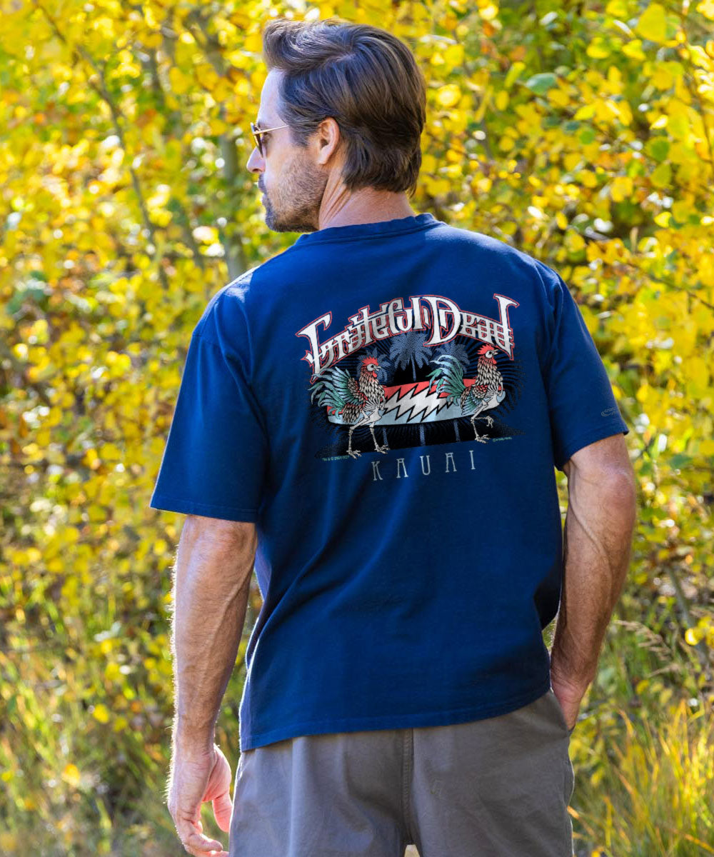 Grateful Dead Skeleton Chicken - Navy Short Sleeve Crewneck T-Shirt