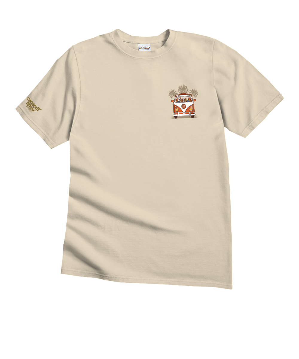Beige t-shirt with a graphic on a white background View 4