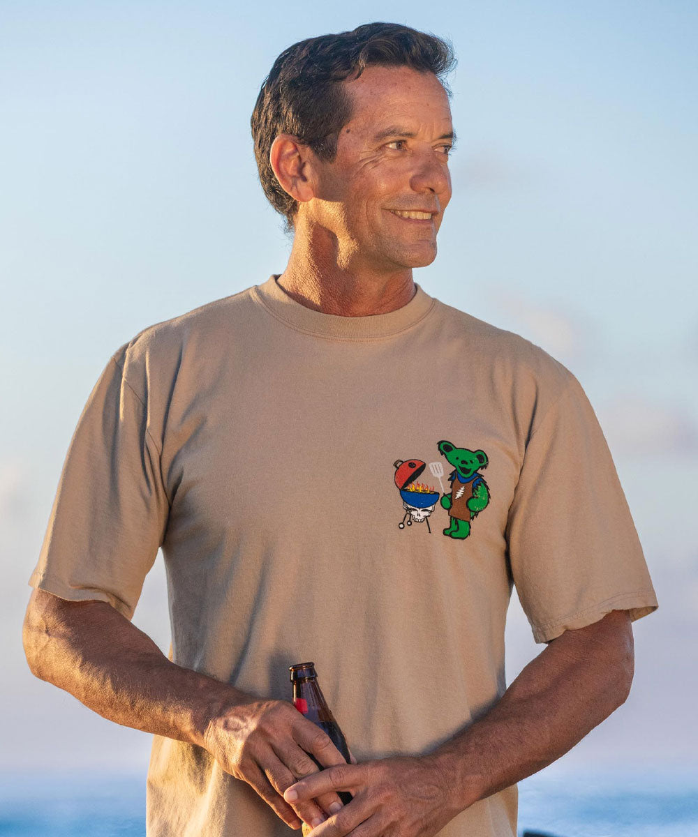 Grateful Dead Papa Bear Grills - Kona Coffee Dyed Short Sleeve Crewneck T-Shirt