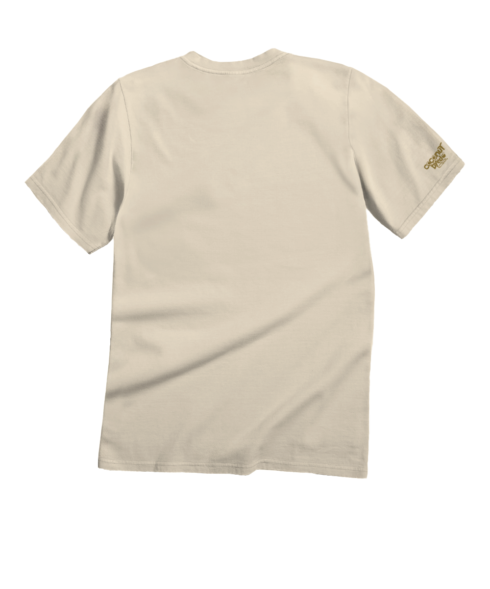 Beige t-shirt with Volkswagen graphic on a white background View 4