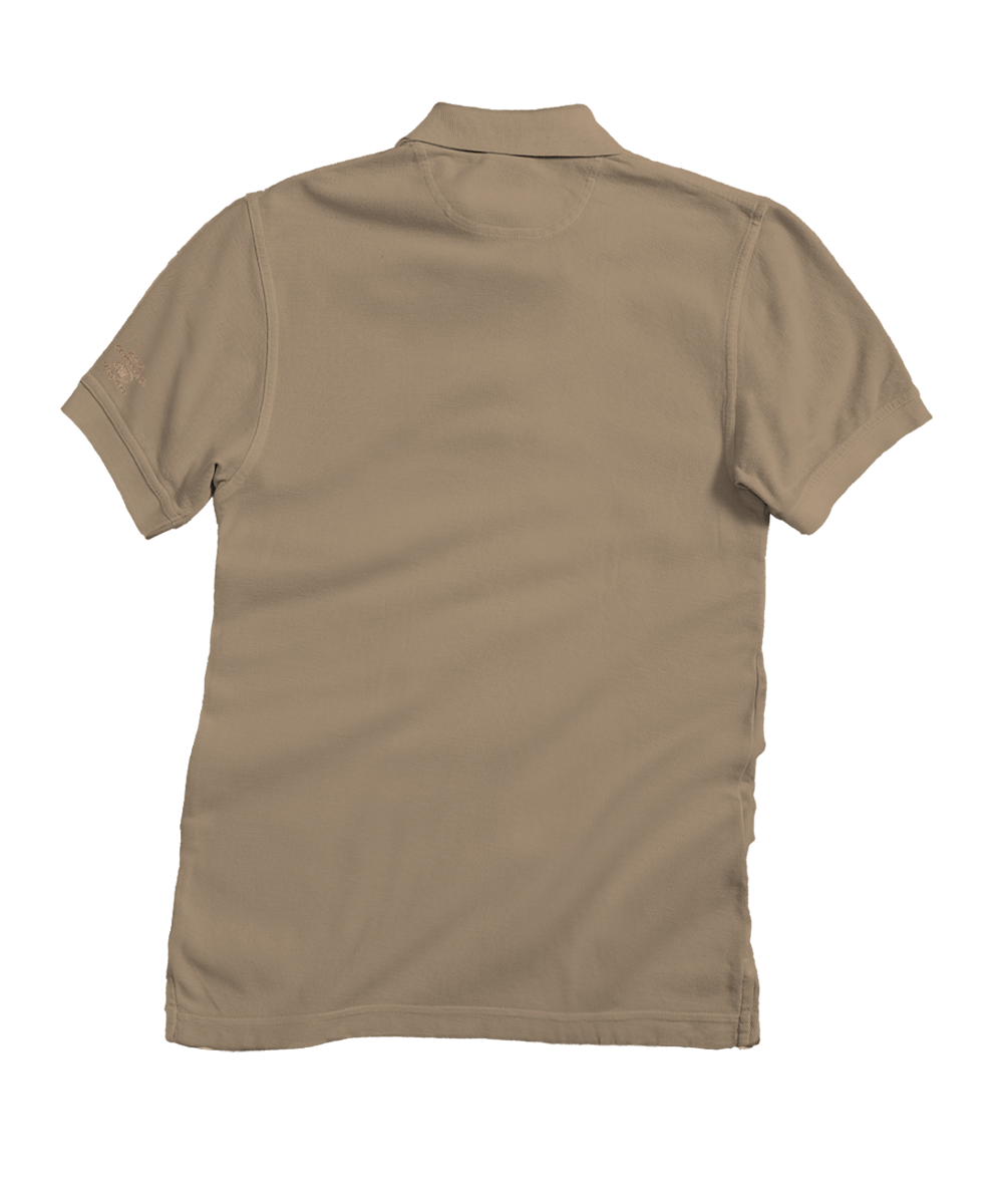 Vertical Tribal Shark - Kona Coffee Dyed Short Sleeve Oceanfront Polo Shirt