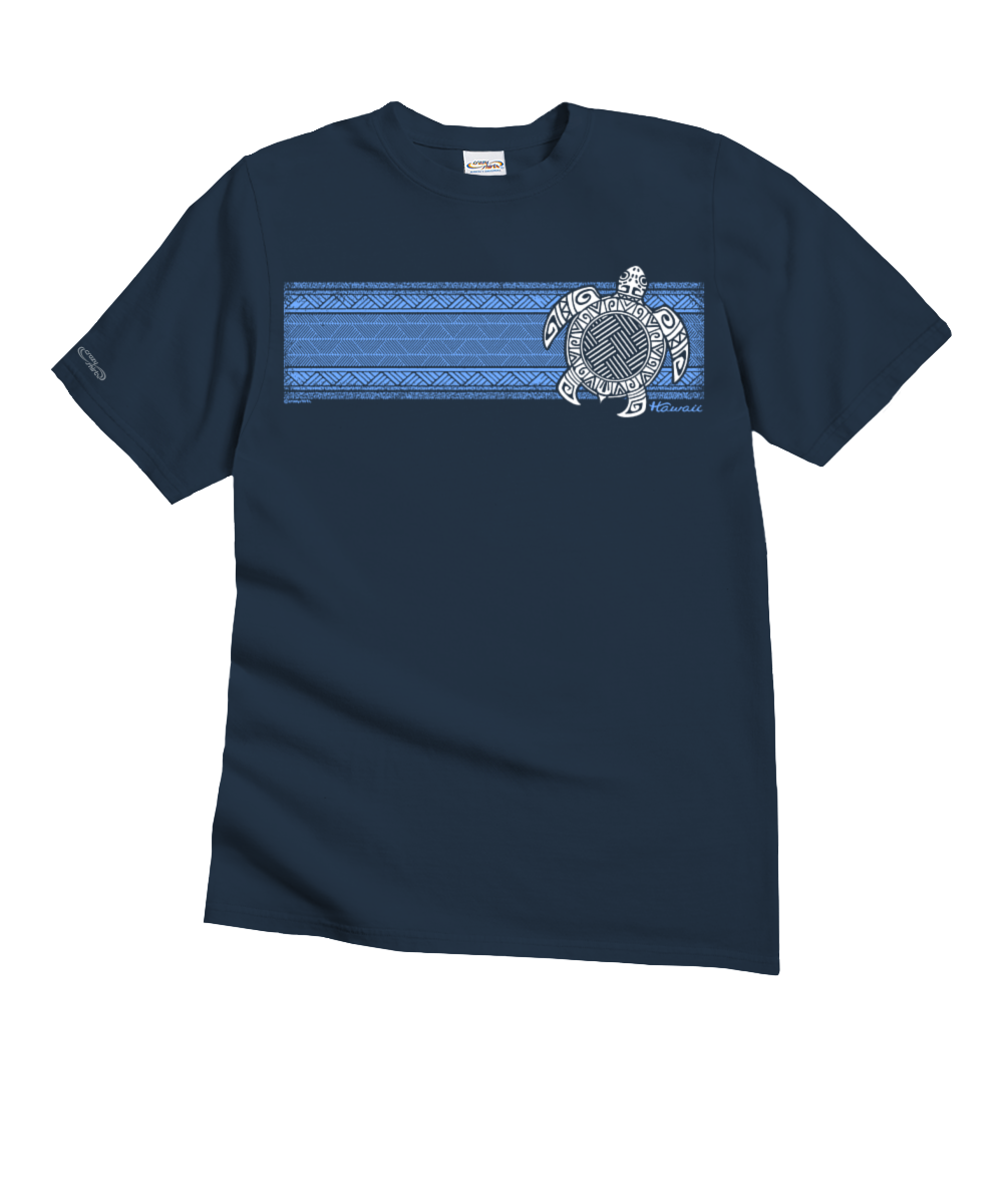 Turtle Tribal Band - Navy Short Sleeve Crewneck T-Shirt