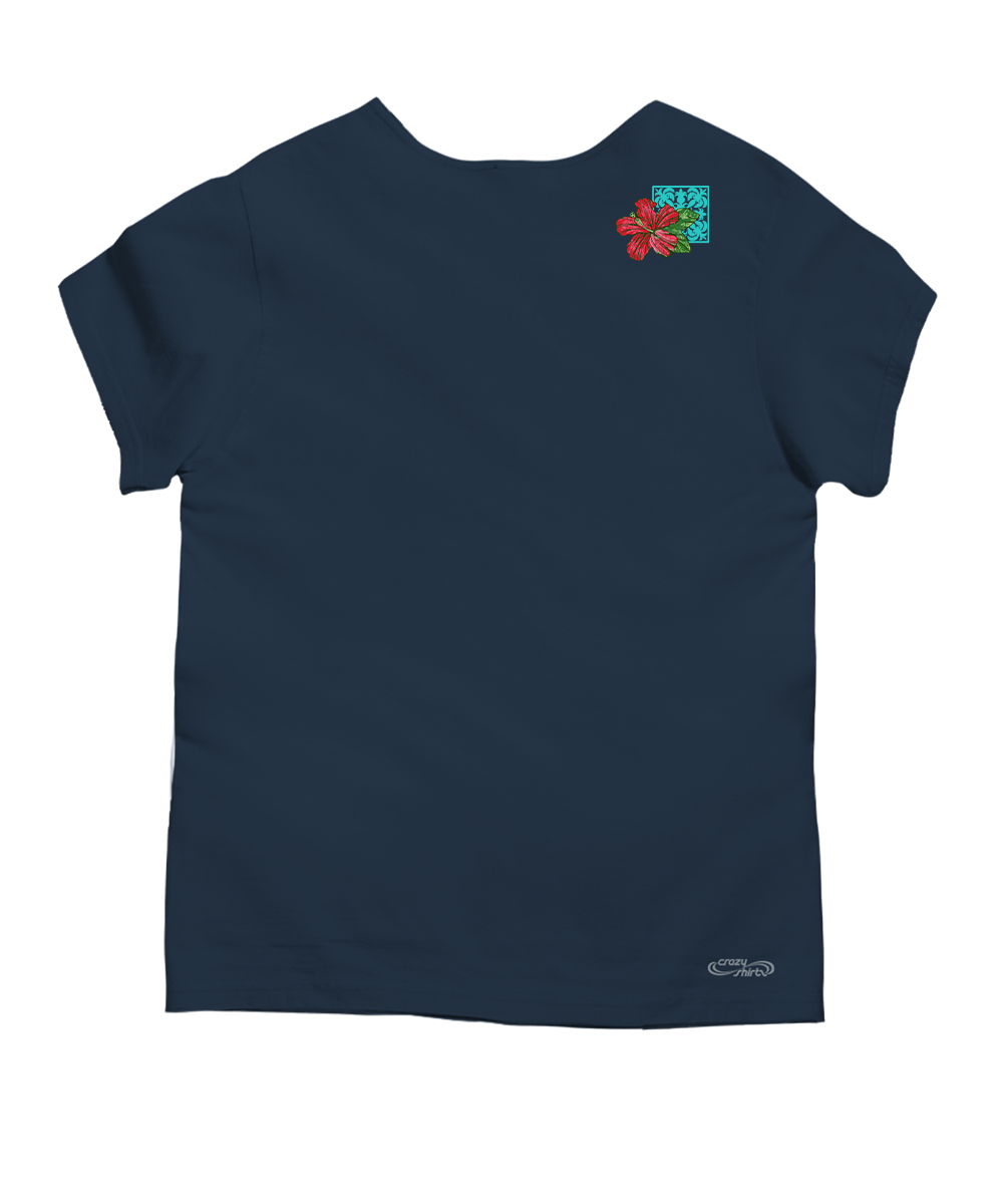 Pua Nani Montage - Navy Short Sleeve Scoop Neck T-Shirt