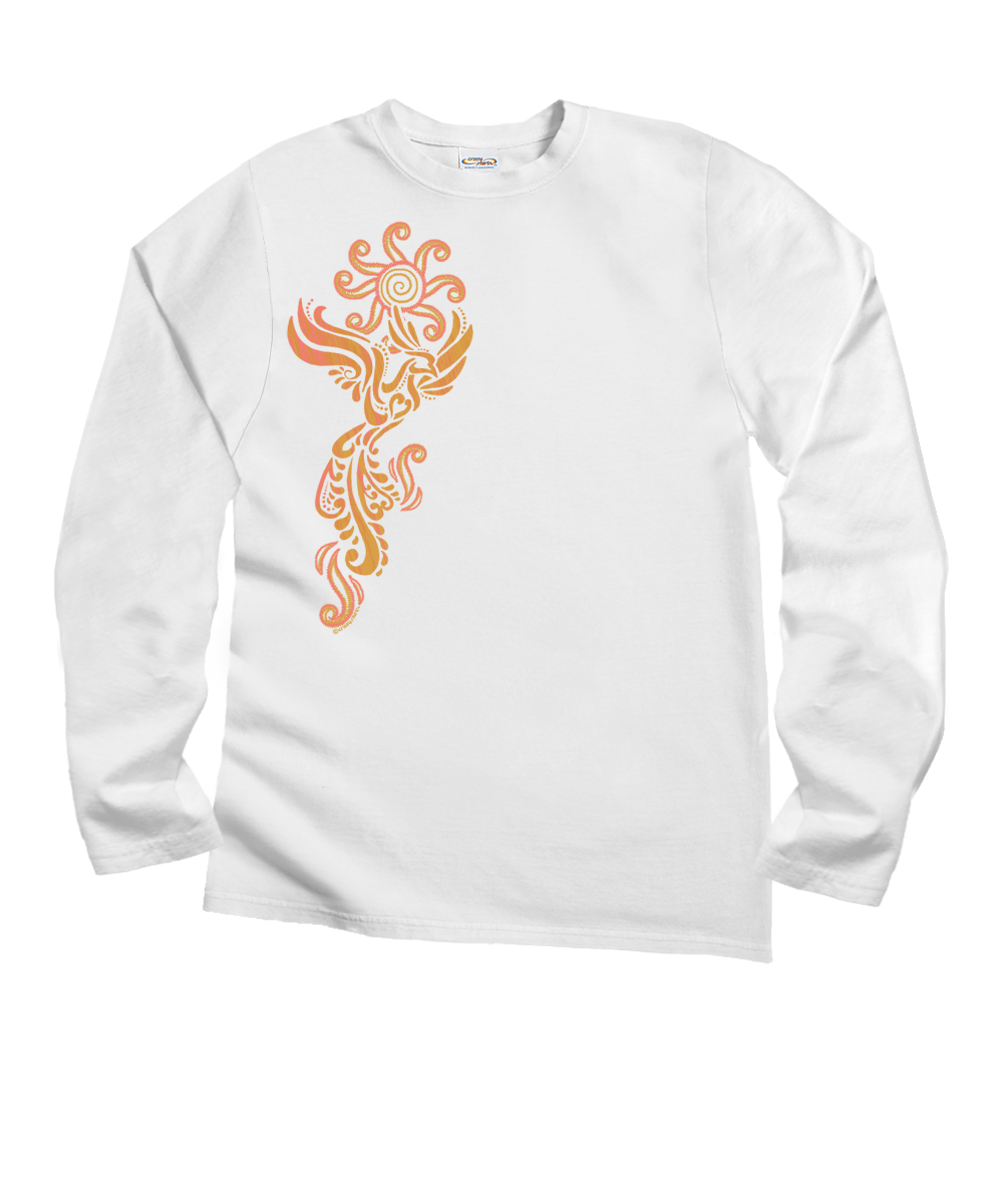 Phoenix - White Long Sleeve Crewneck T-Shirt