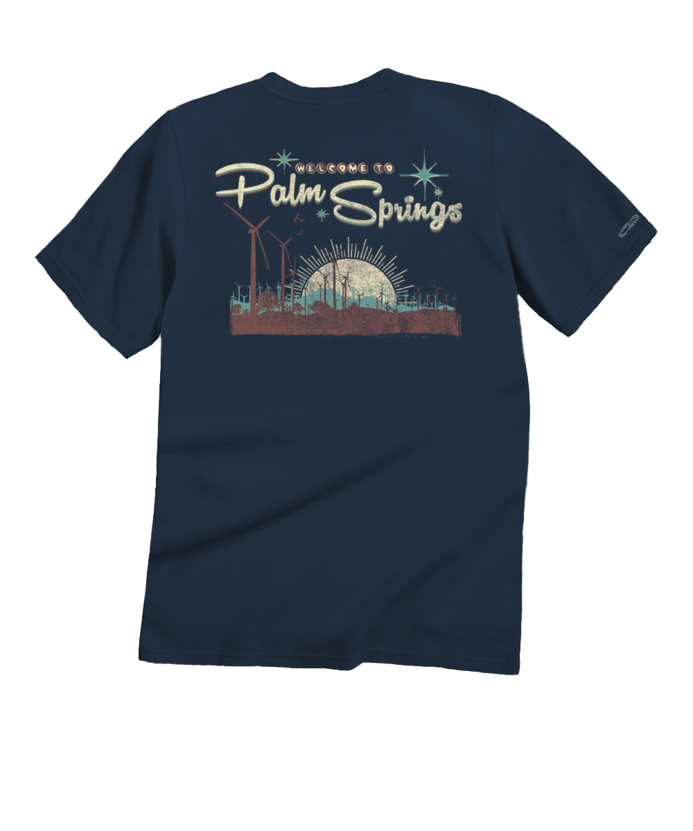 Palm Springs Windmills - Navy Short Sleeve Crewneck T-Shirt