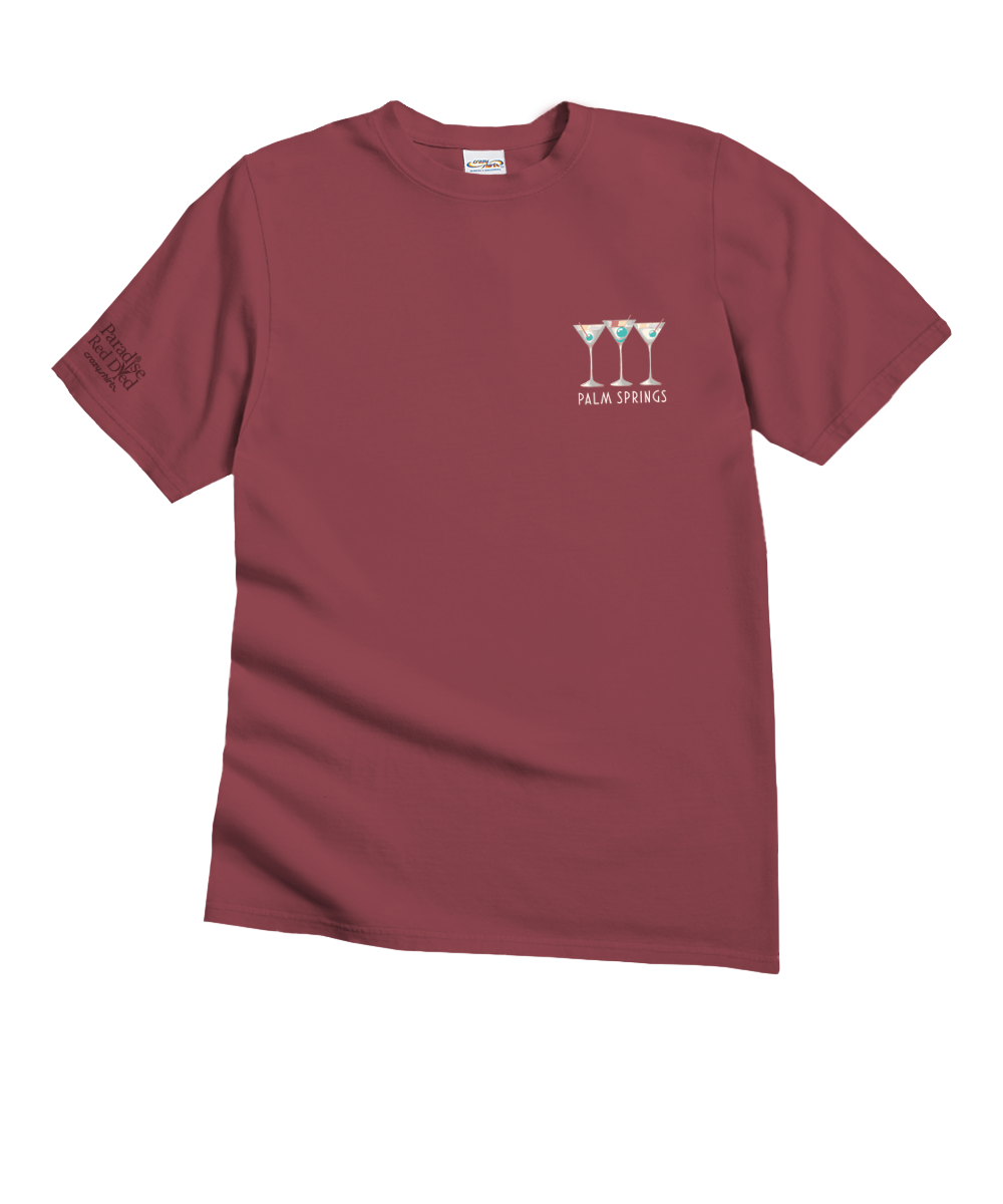 Martini Pool Party - Paradise Red Dyed Short Sleeve Crewneck T-Shirt