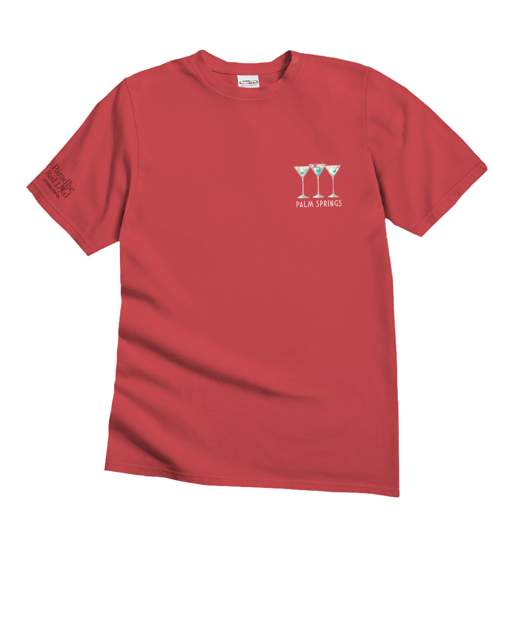 Maroon t-shirt with a small logo on a white background View 4