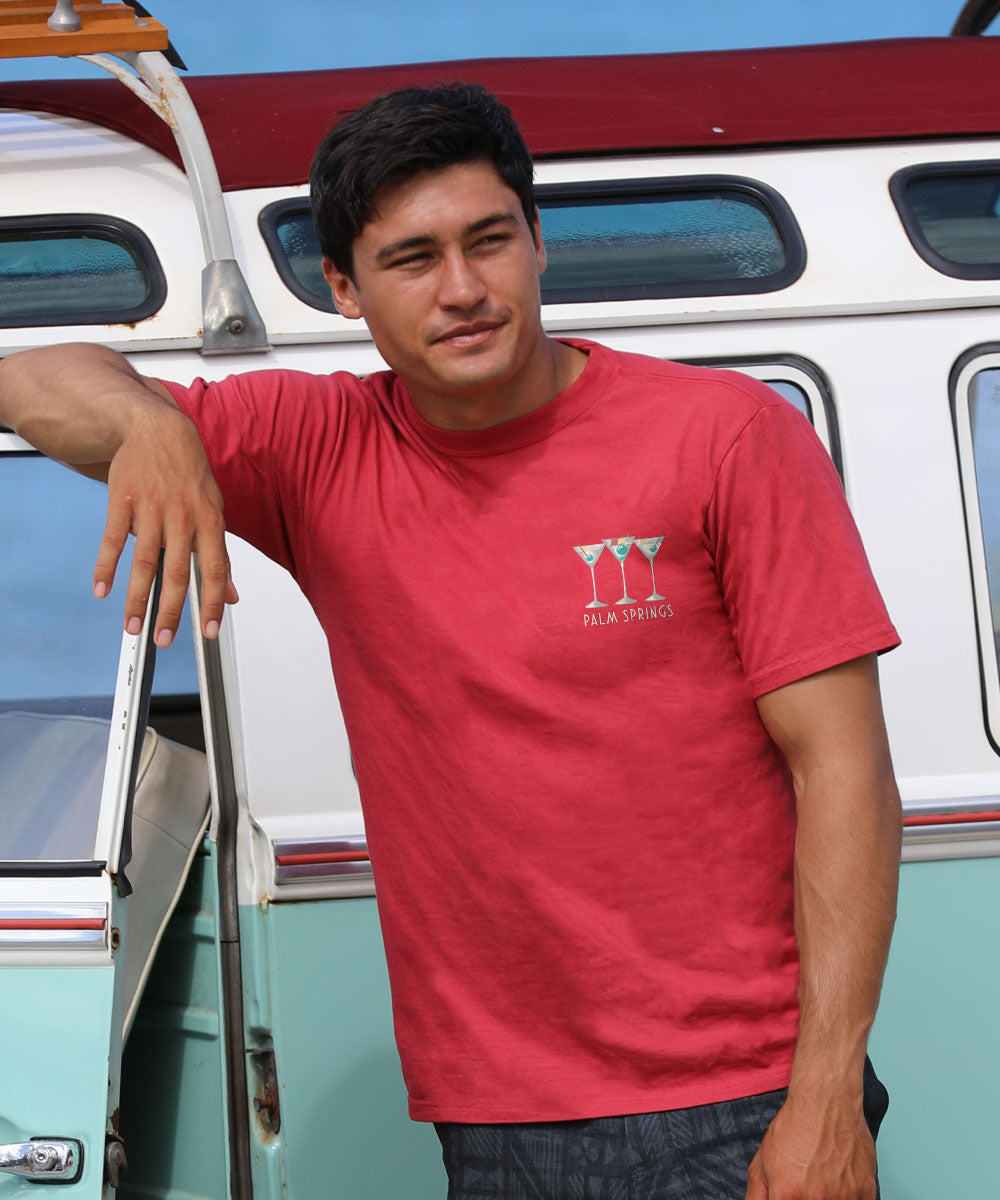 Martini Pool Party - Paradise Red Dyed Short Sleeve Crewneck T-Shirt