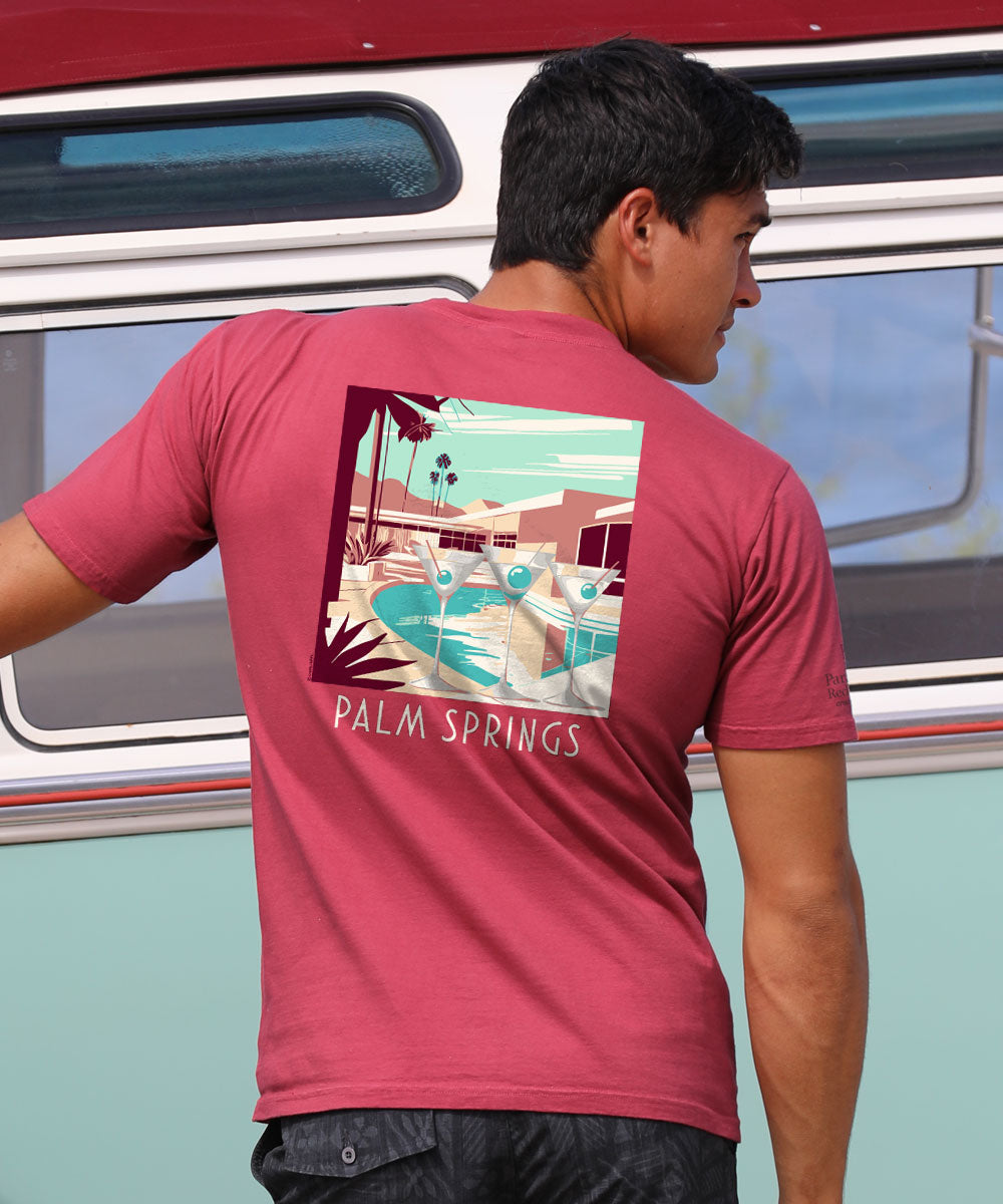 Martini Pool Party - Paradise Red Dyed Short Sleeve Crewneck T-Shirt