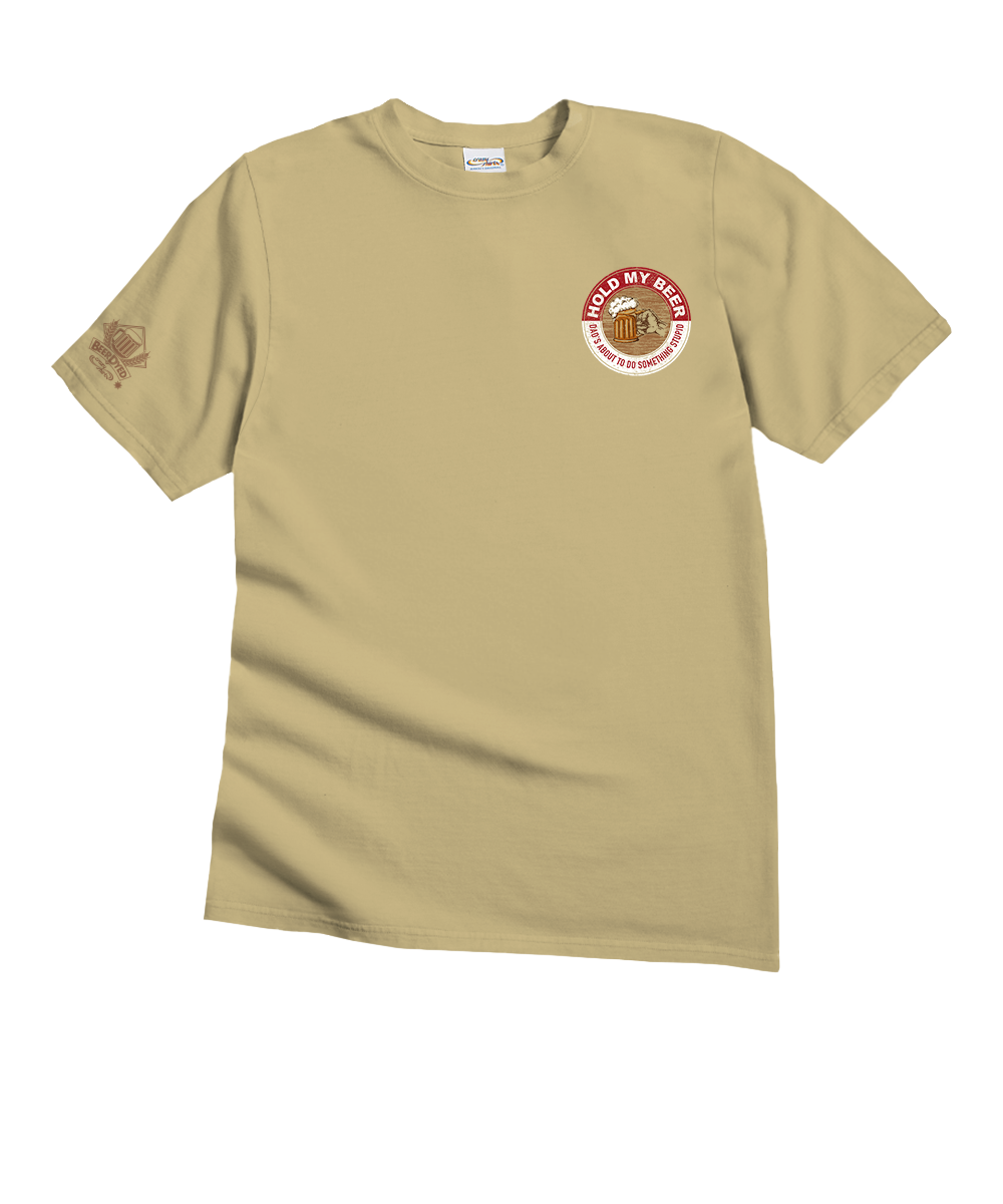 Beige t-shirt with logo on a white background View 4
